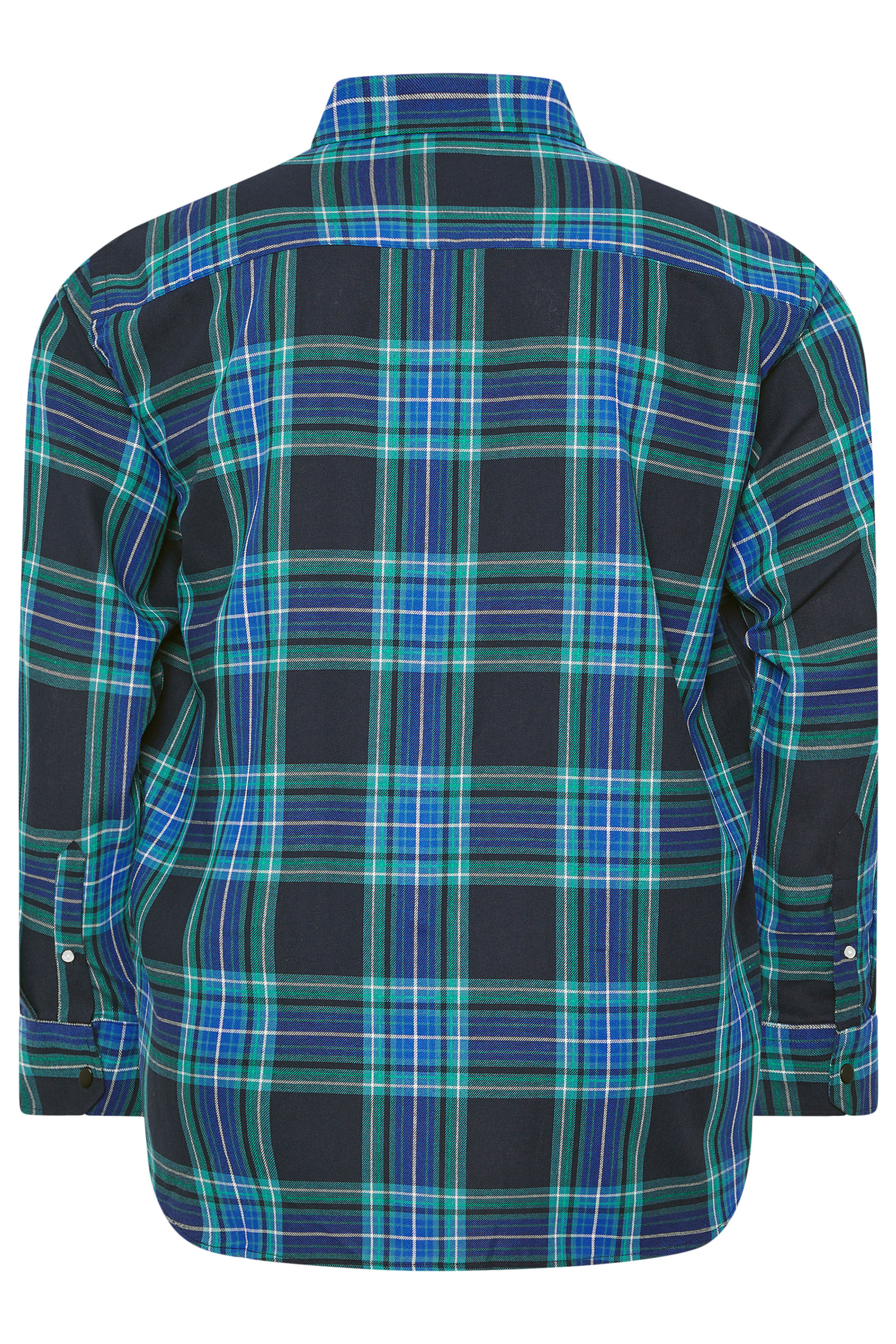 KAM Big & Tall Navy Blue Long Sleeve Check Shirt | BadRhino 4