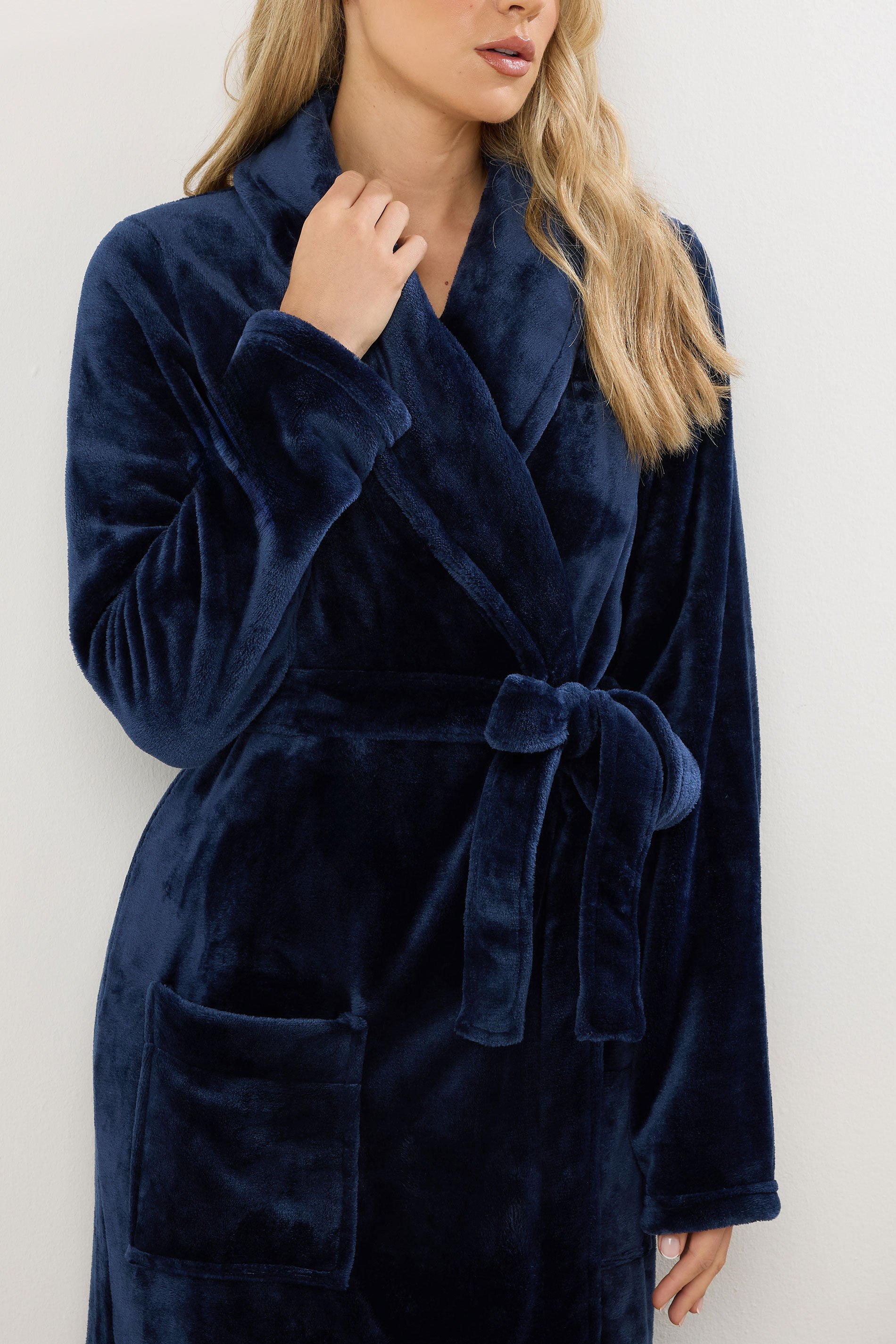 LTS Tall Navy Blue Super Luxe Maxi Dressing Gown | Long Tall Sally 5