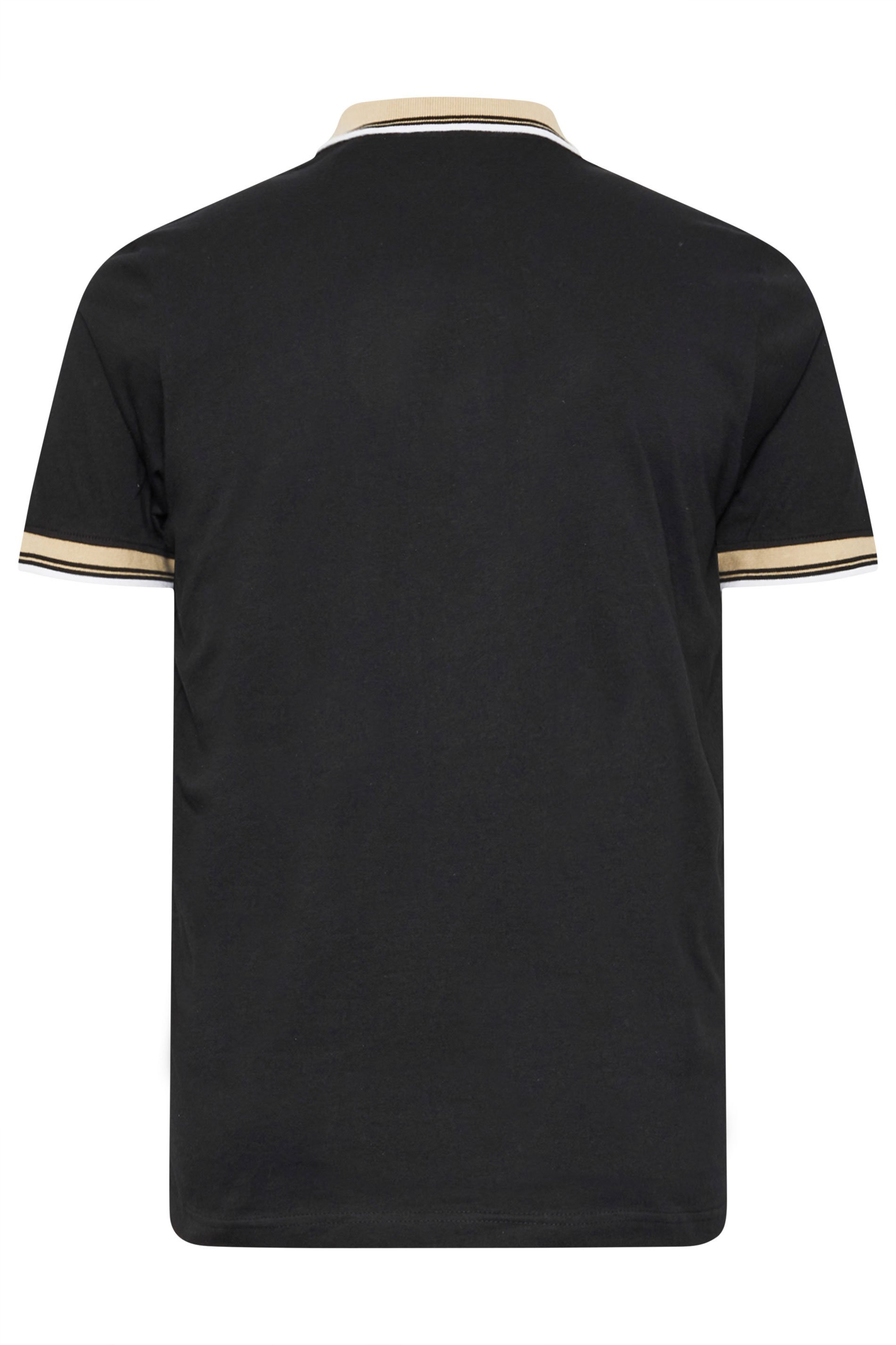 BadRhino Big & Tall Black Contrast Tipped Detail Polo Shirt | BadRhino 4