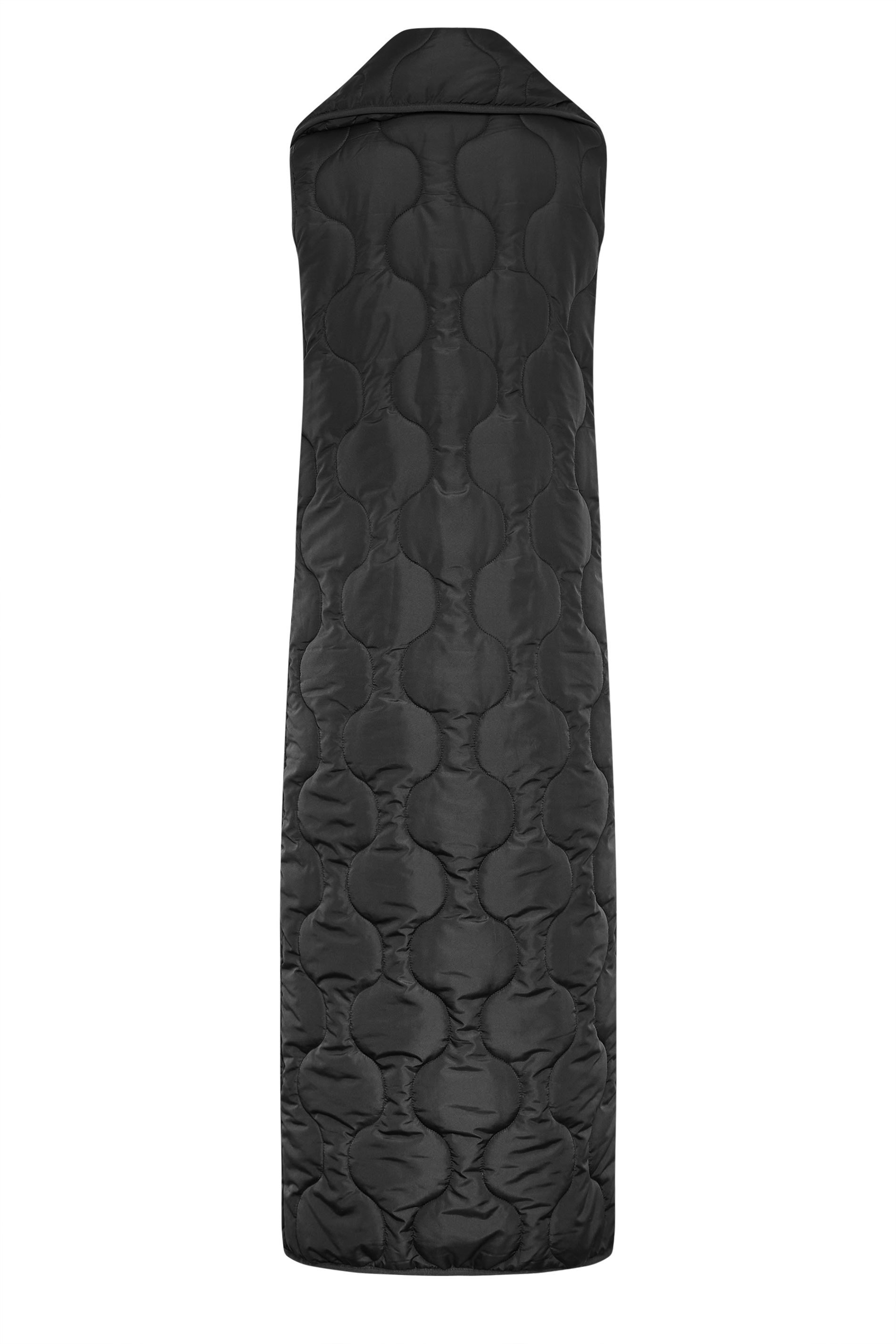 LTS Tall Black Funnel Neck Quilted Longline Gilet | Long Tall Sally 8