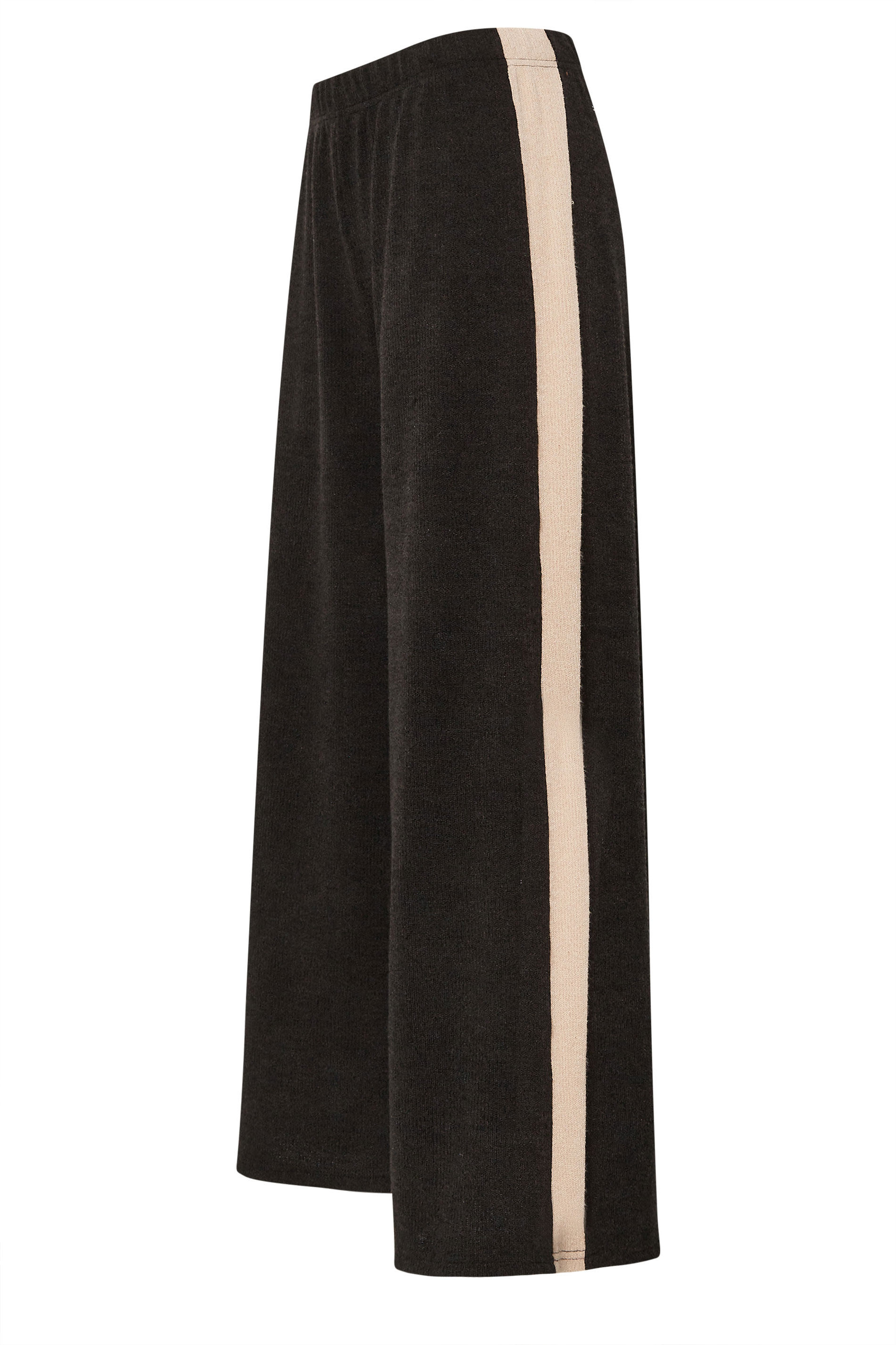 LTS Tall Black Soft Touch Side Stripe Wide Leg Trousers | Long Tall Sally 7