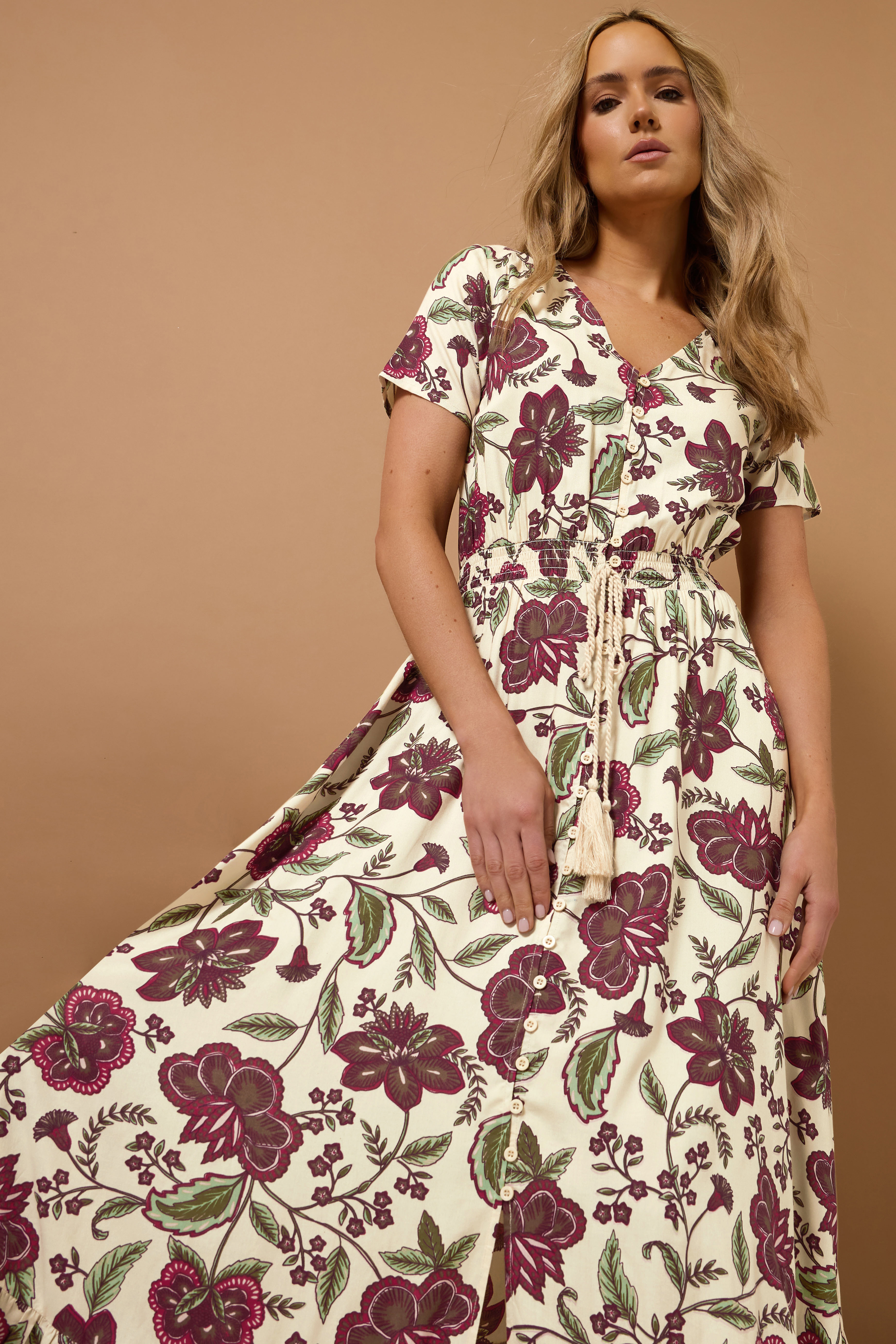 LTS Tall Cream Floral Print Button Maxi Dress | Long Tall Sally 6