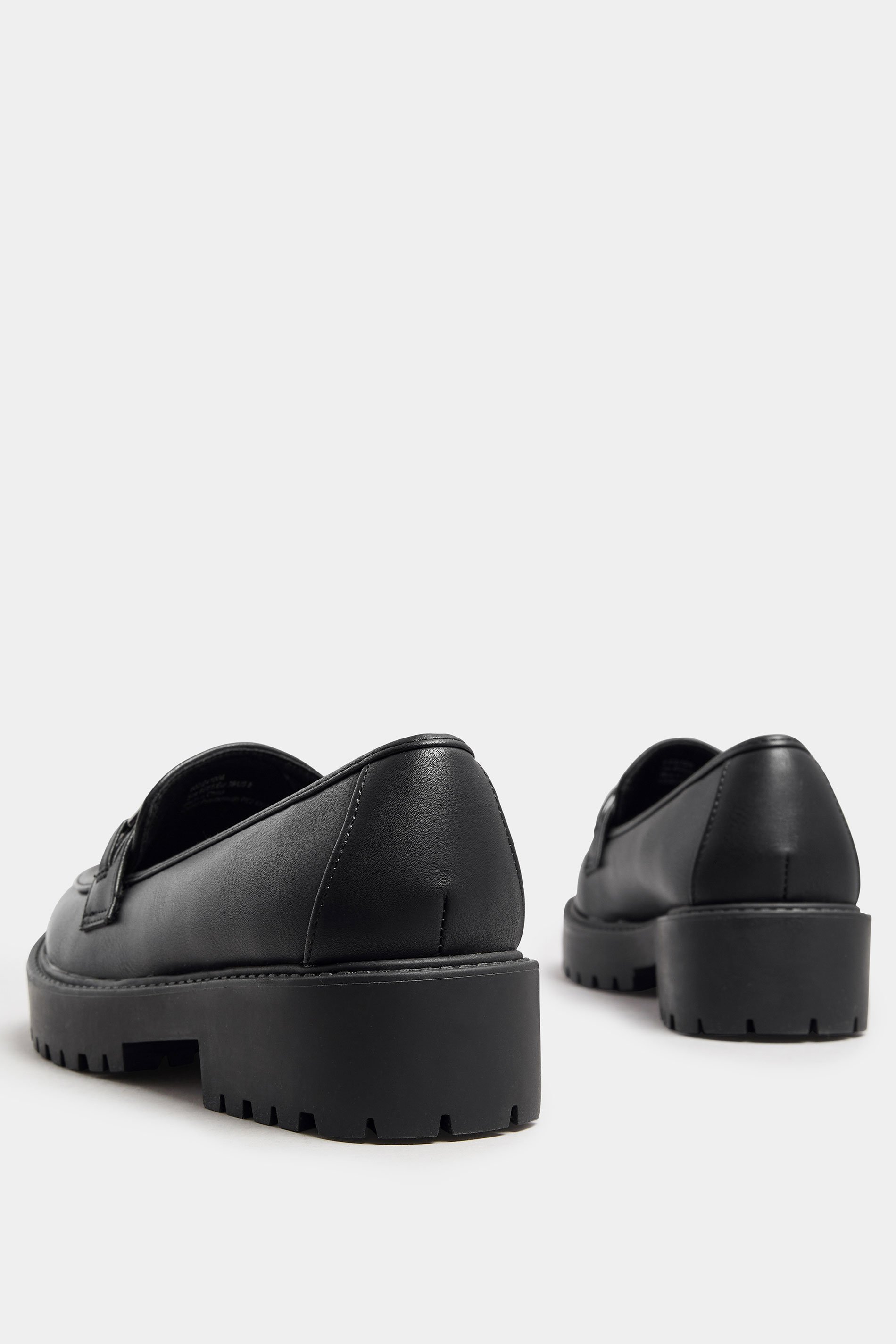 Black Metal Trim Detail Loafers In Wide E & Extra Wide EEE Fit | Yours Clothing 4
