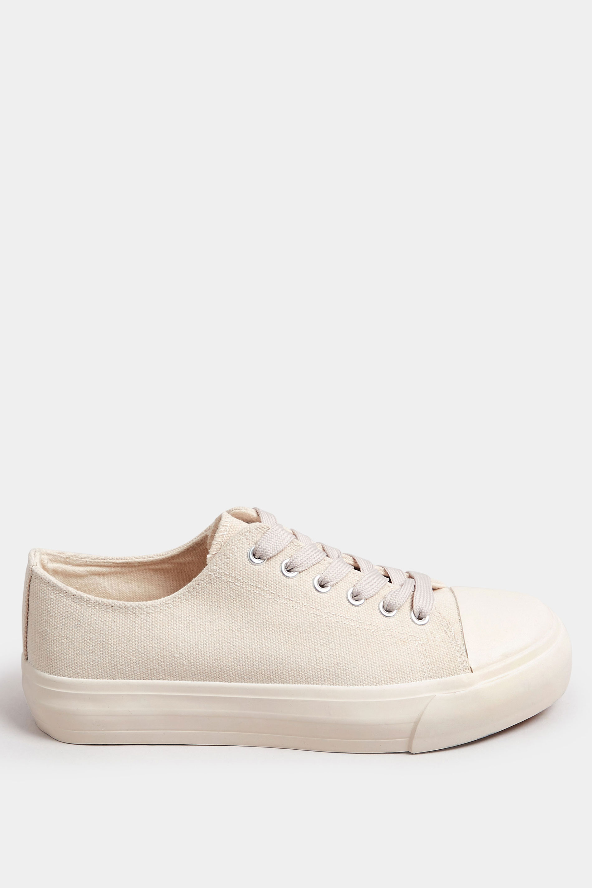 LTS Natural Brown Canvas Flatform Trainers In Standard Fit | Long Tall Sally 3