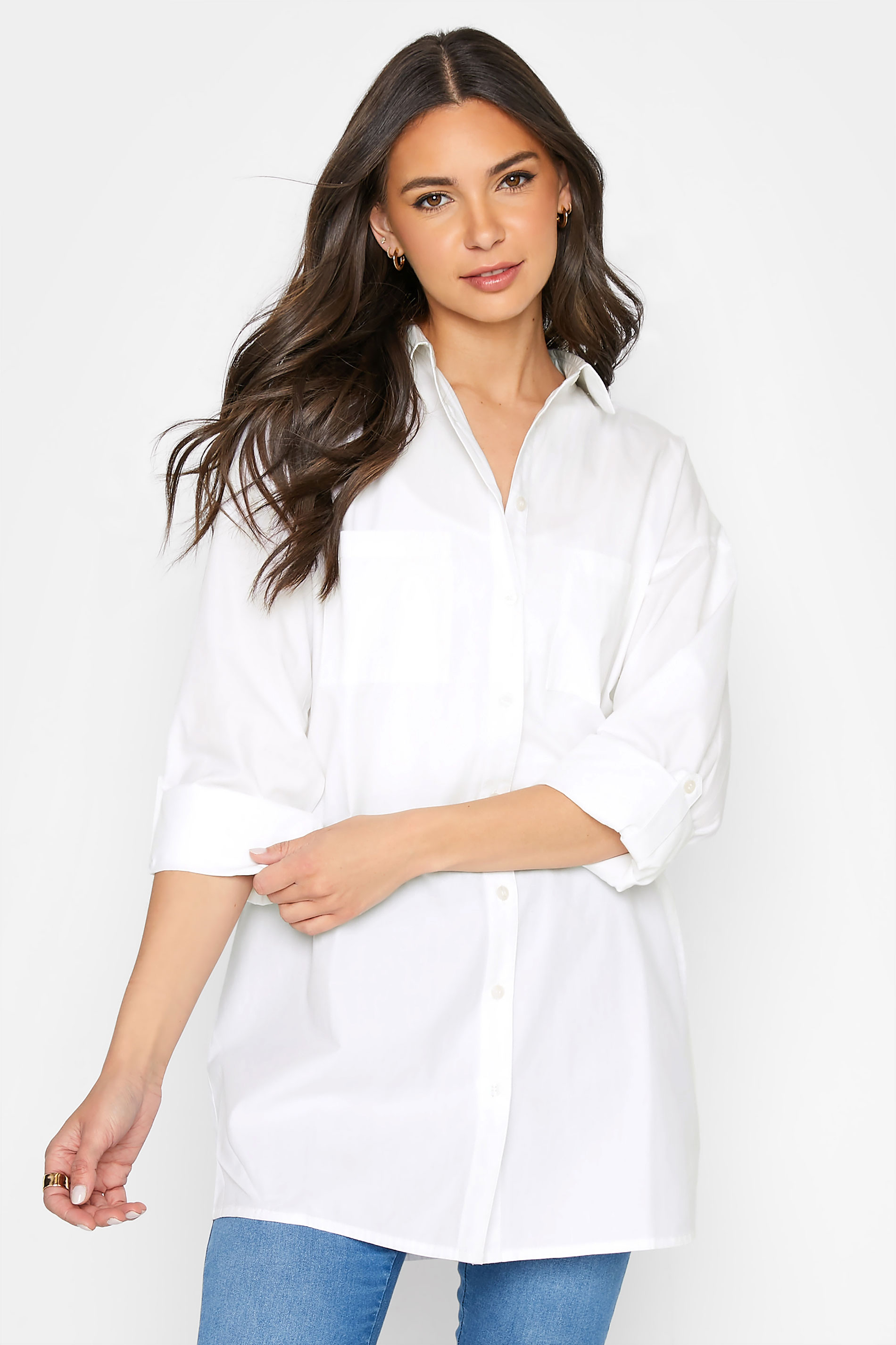 LTS MADE FOR GOOD Tall White Cotton Oversized Shirt | Long Tall Sally 1