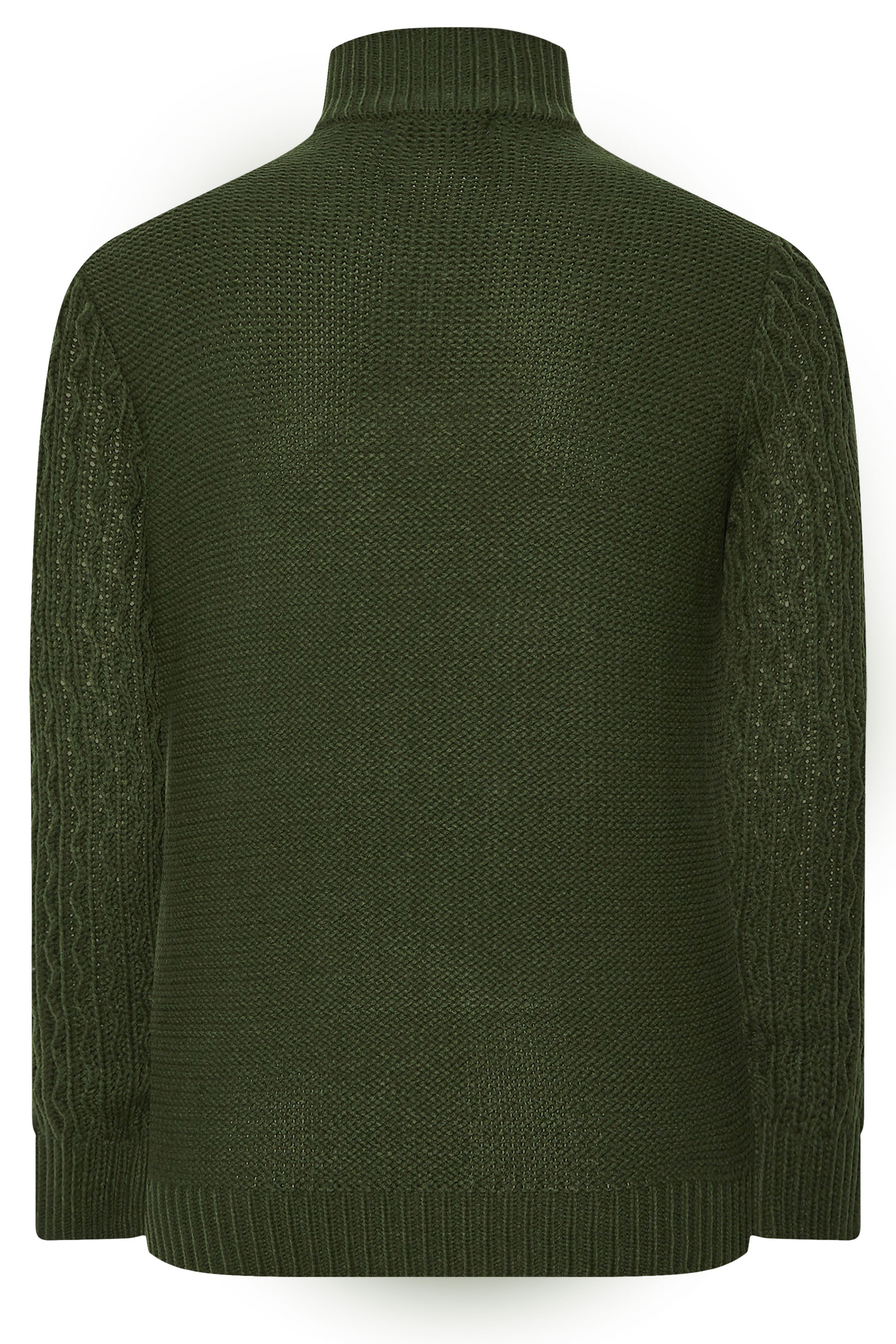 BadRhino Big & Tall Dark Green Cable Knit Quarter Zip Jumper | BadRhino 6