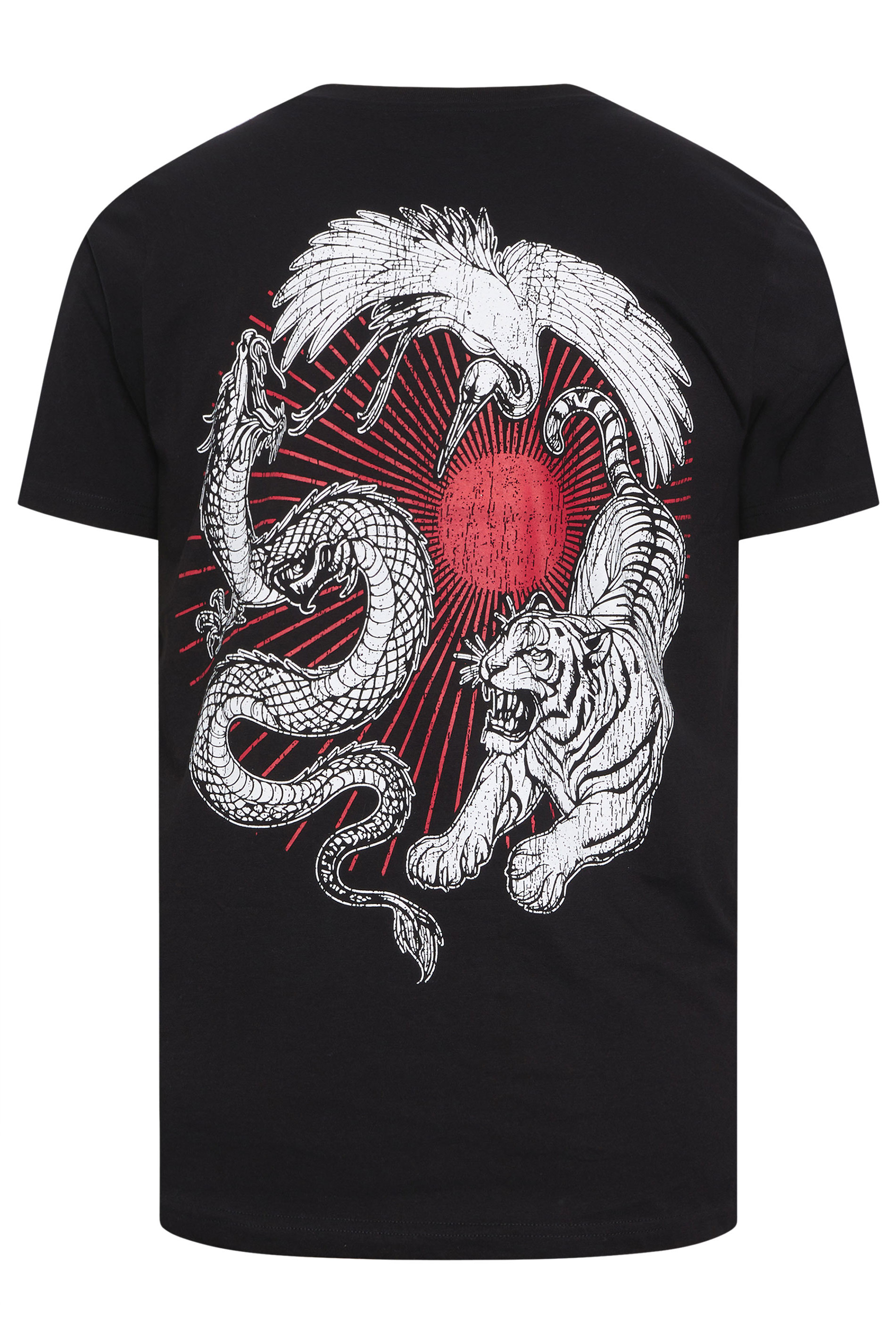 BadRhino Big & Tall Black Extra Long Japanese Animal Graphic T-Shirt | BadRhino 7