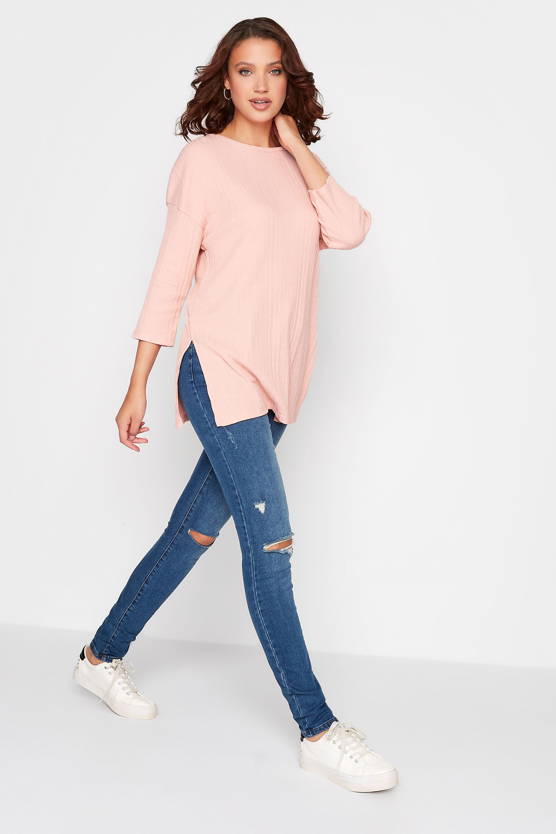 LTS Tall Women's Pink Ribbed Tunic Top | Long Tall Sally 2