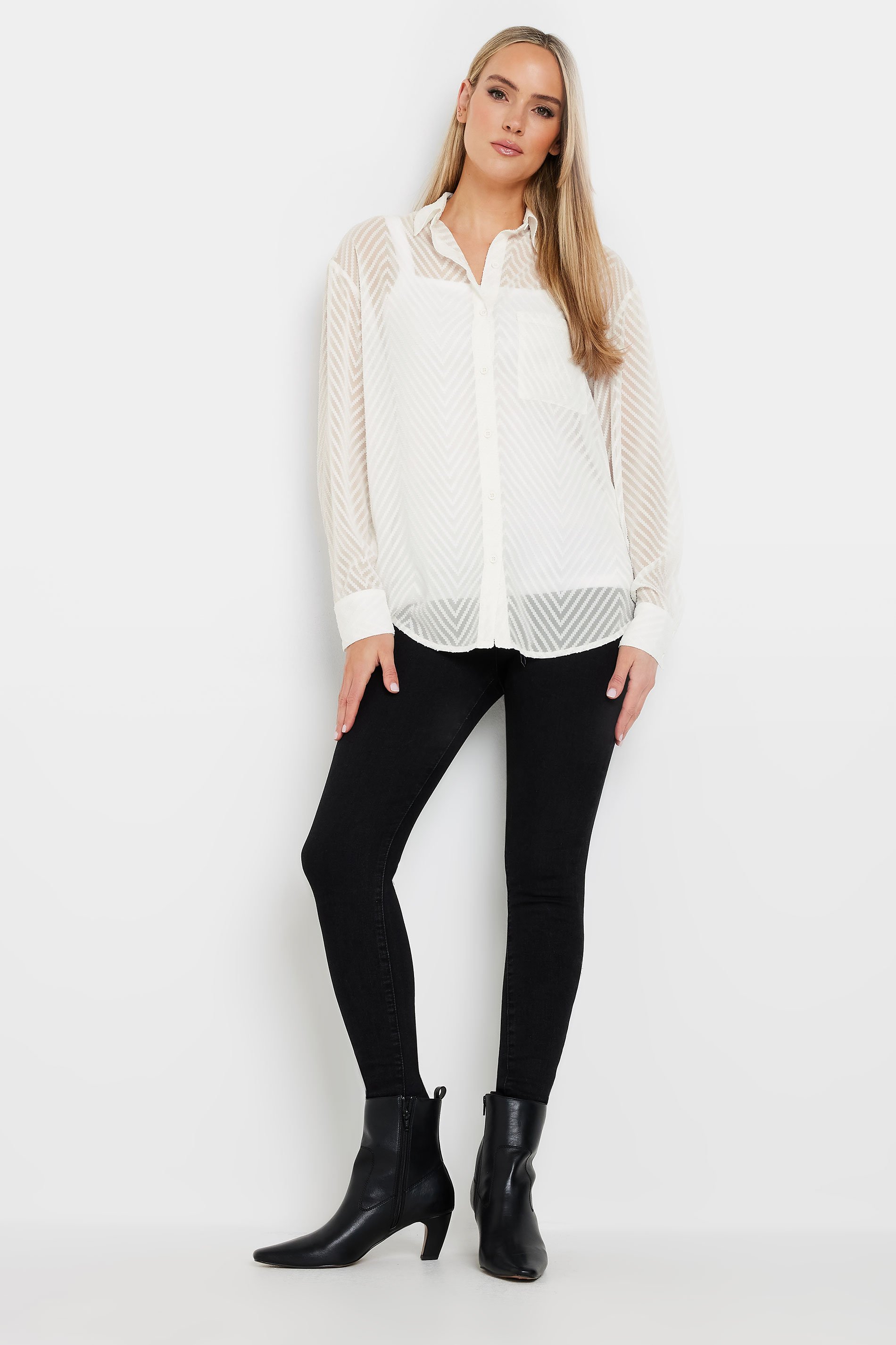 LTS Tall White Shadow Stripe Long Sleeve Shirt | Long Tall Sally 2
