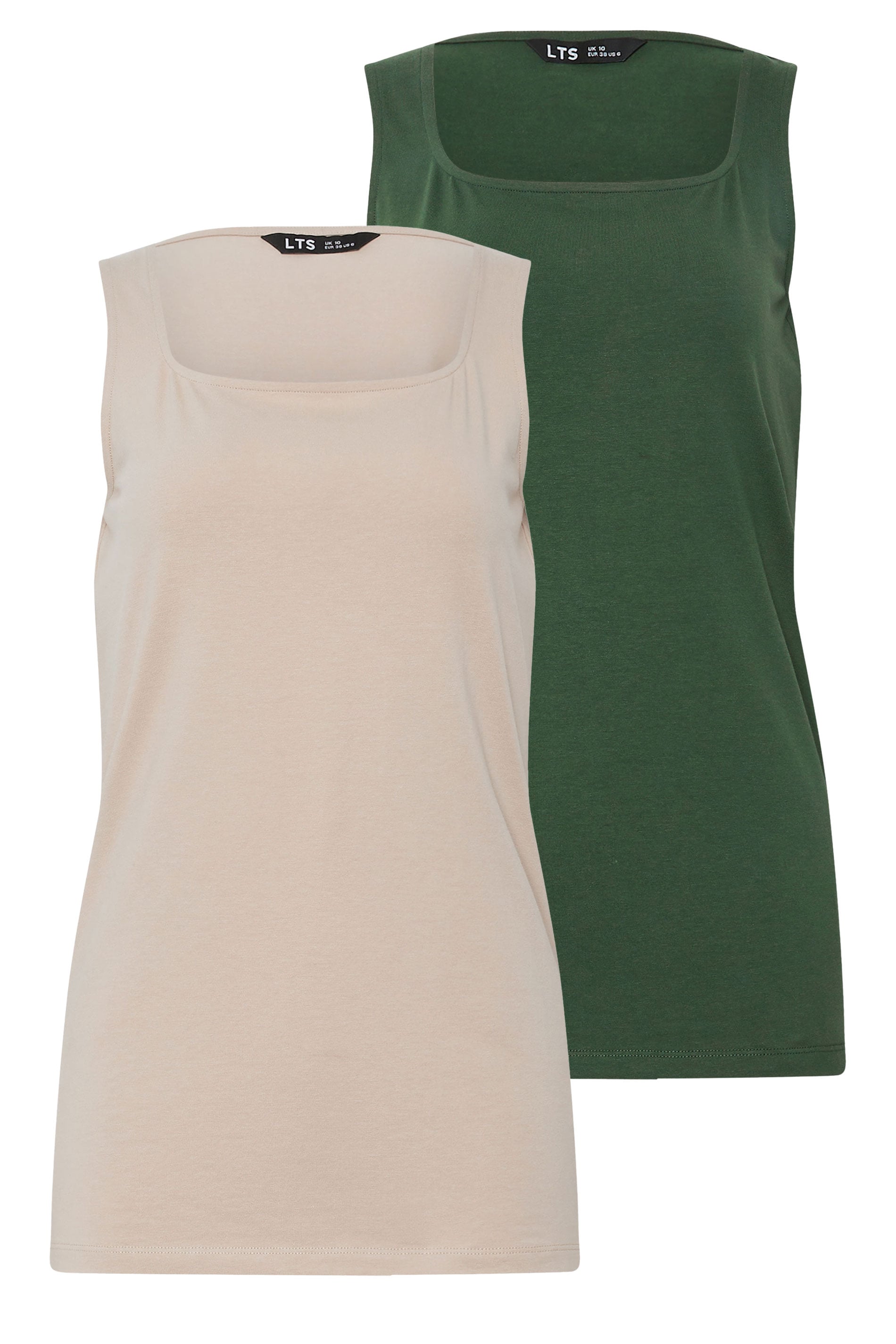 LTS Tall 2 PACK Women's Forest Green & Natural Brown Vest Tops | Long Tall Sally 7