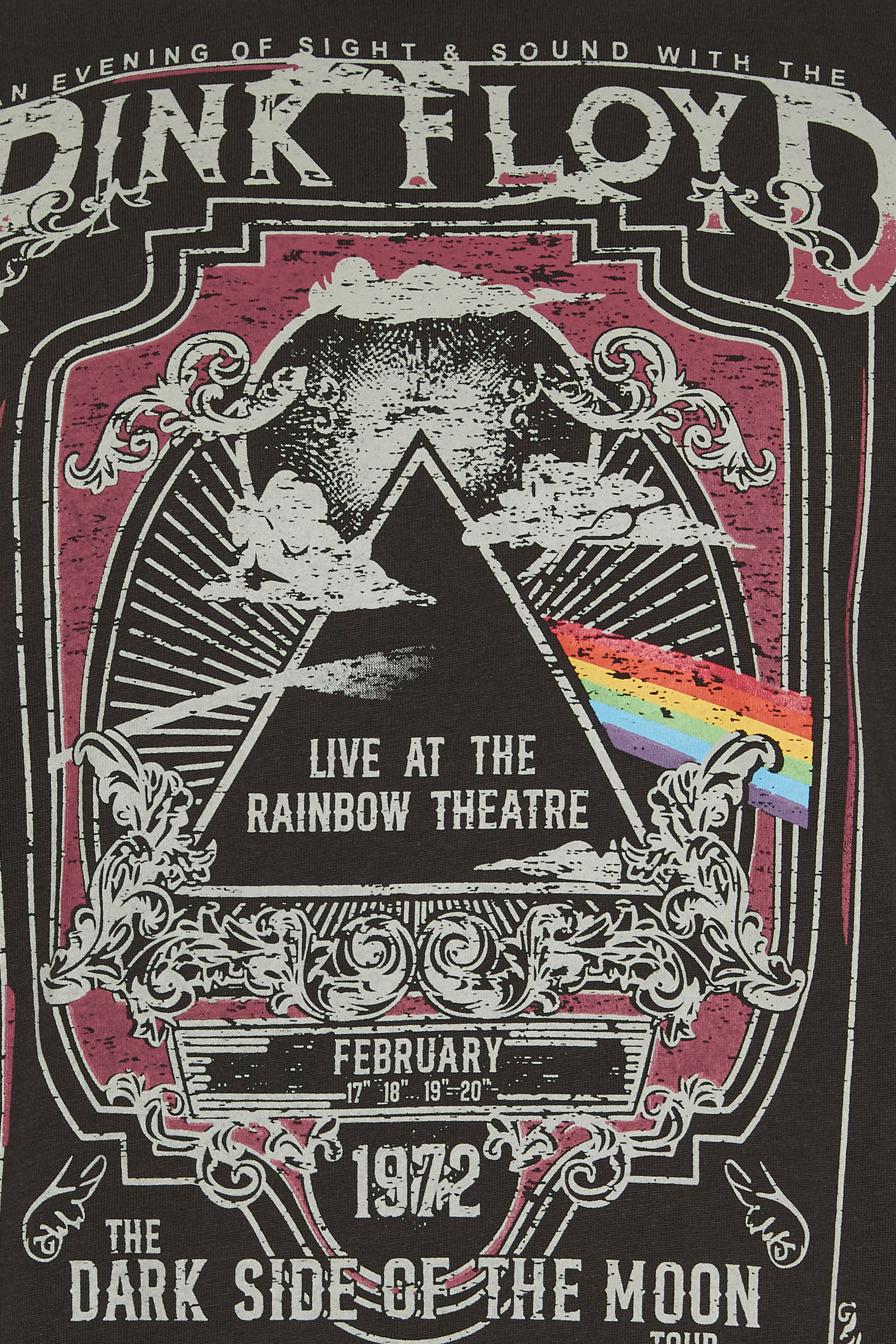 D555 Big & Tall Washed Black Pink Floyd Graphic Print T-Shirt | BadRhino 5