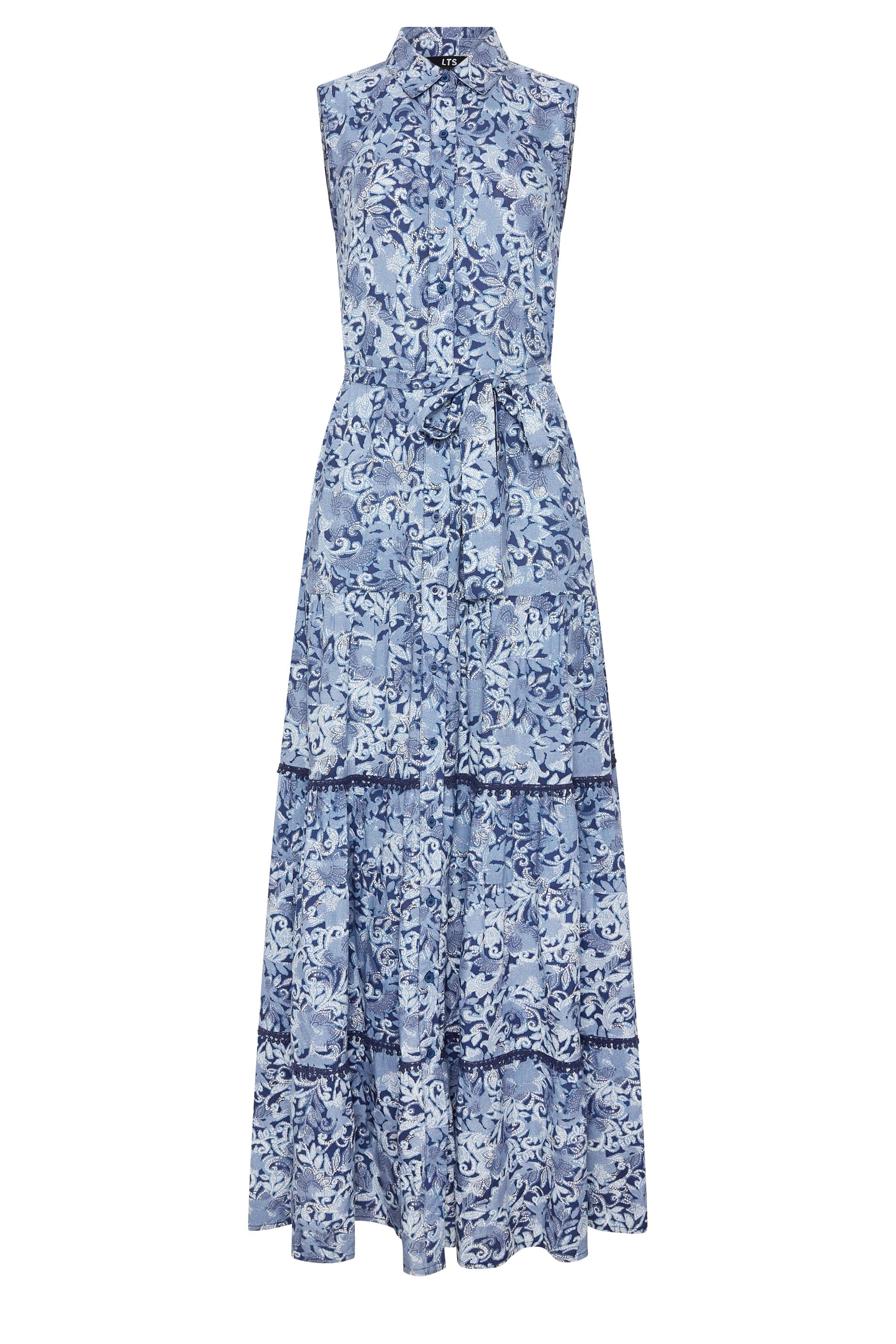 LTS Tall Women's Blue Floral Belted Maxi Dress | Long Tall Sally 5
