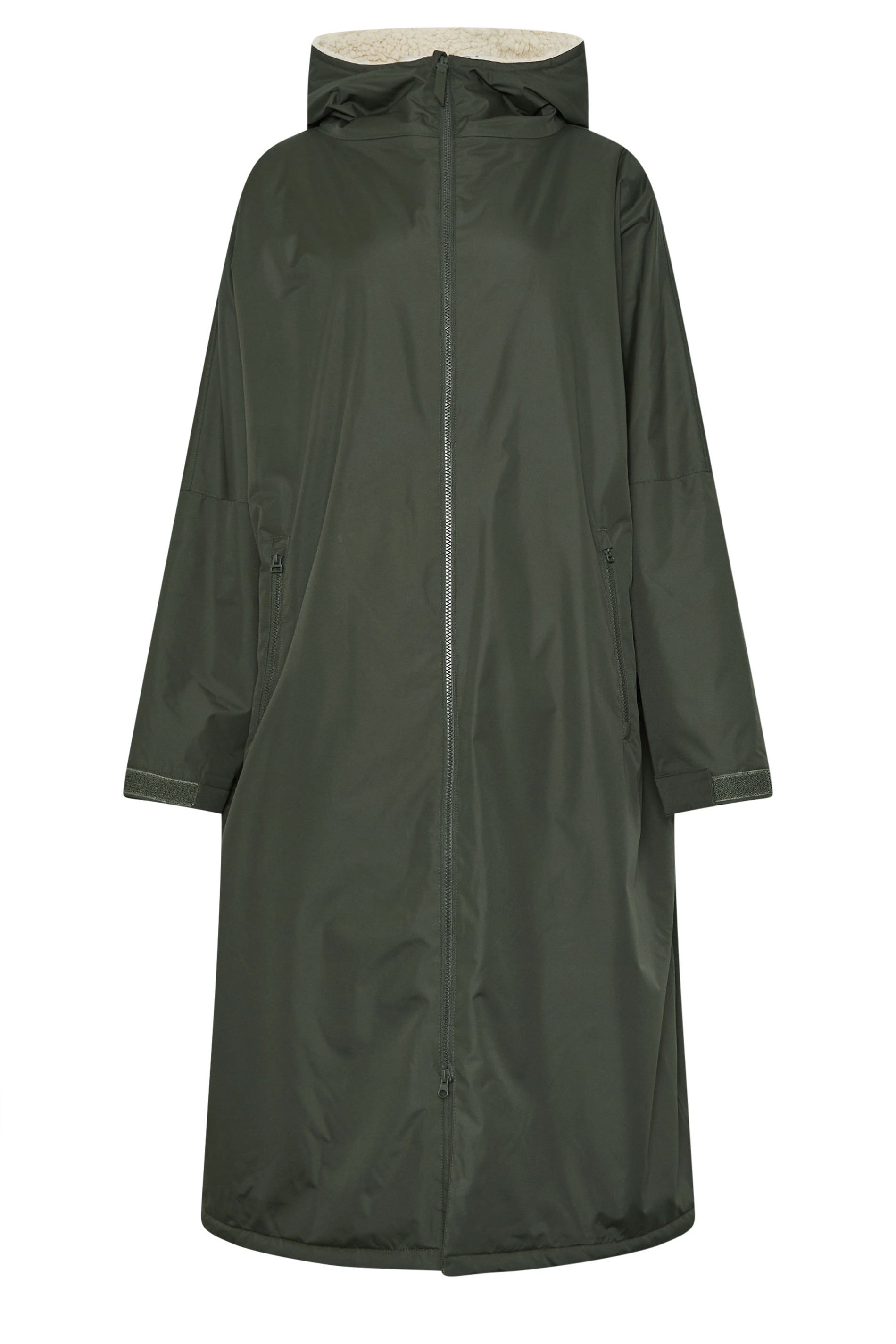 LTS Tall Khaki Green Waterproof Fleece Lined Robe | Long Tall Sally 6