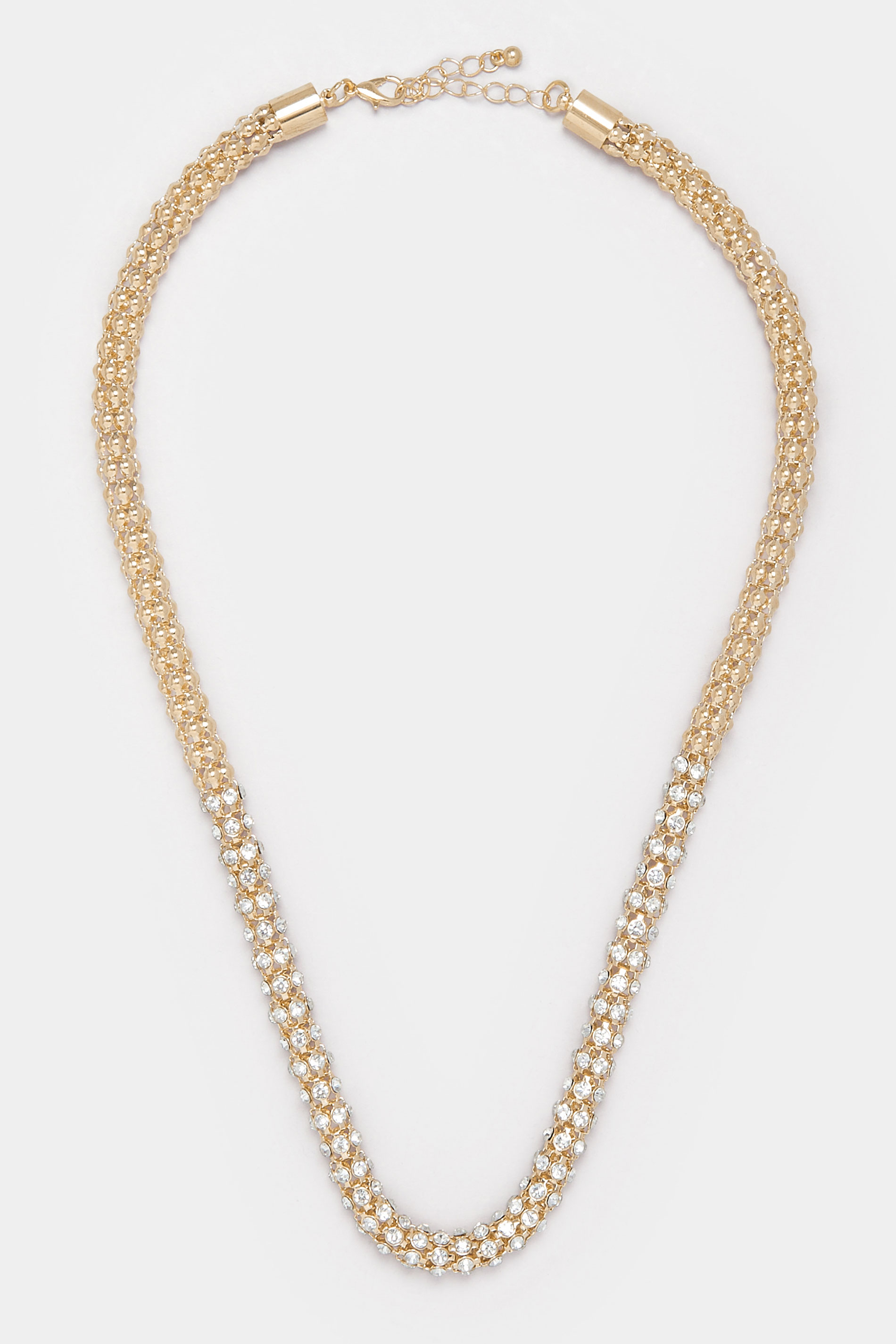Gold Tone Diamante Rope Necklace | Yours Clothing 2
