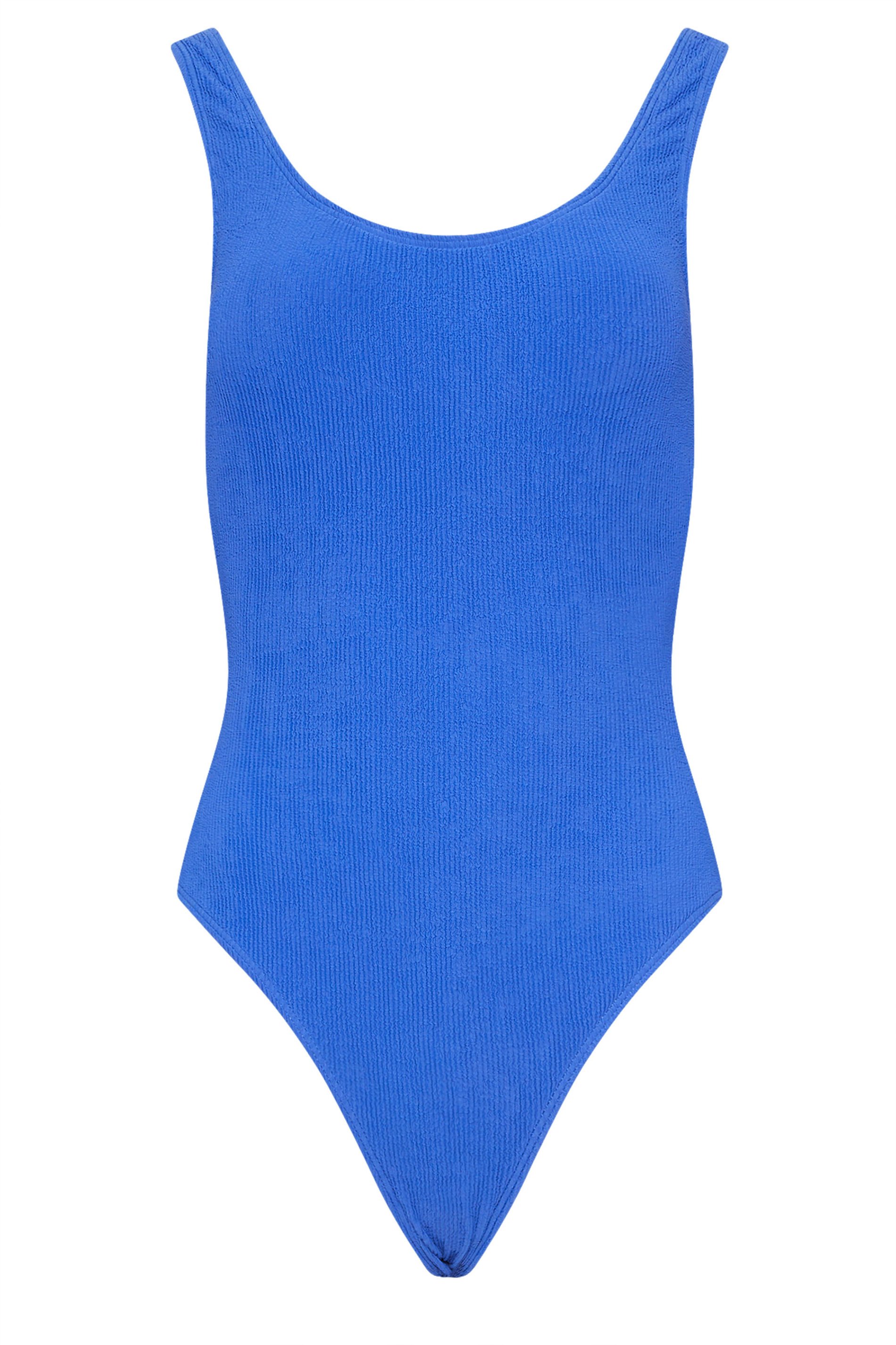 LTS Tall Blue Scoop Neck Textured Swimsuit | Long Tall Sally  1