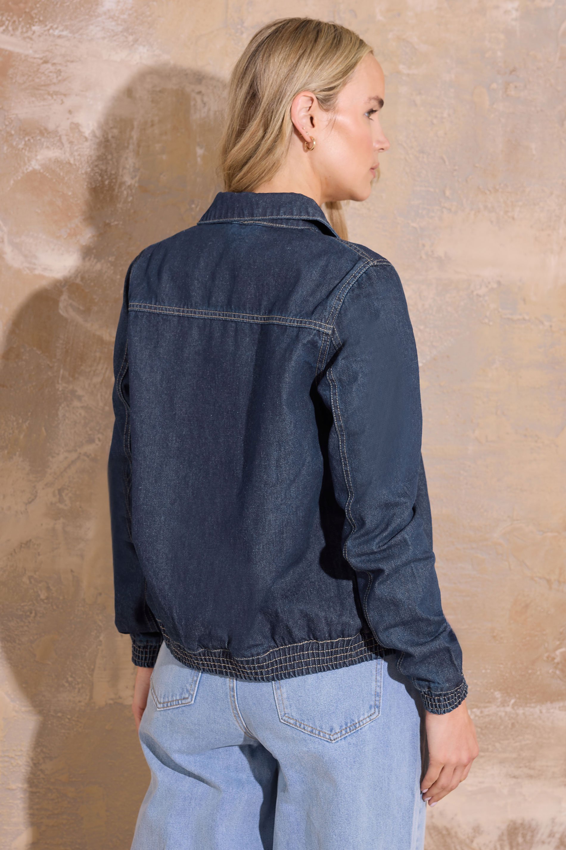 LTS Tall Indigo Blue Denim Bomber Jacket | Long Tall Sally 4
