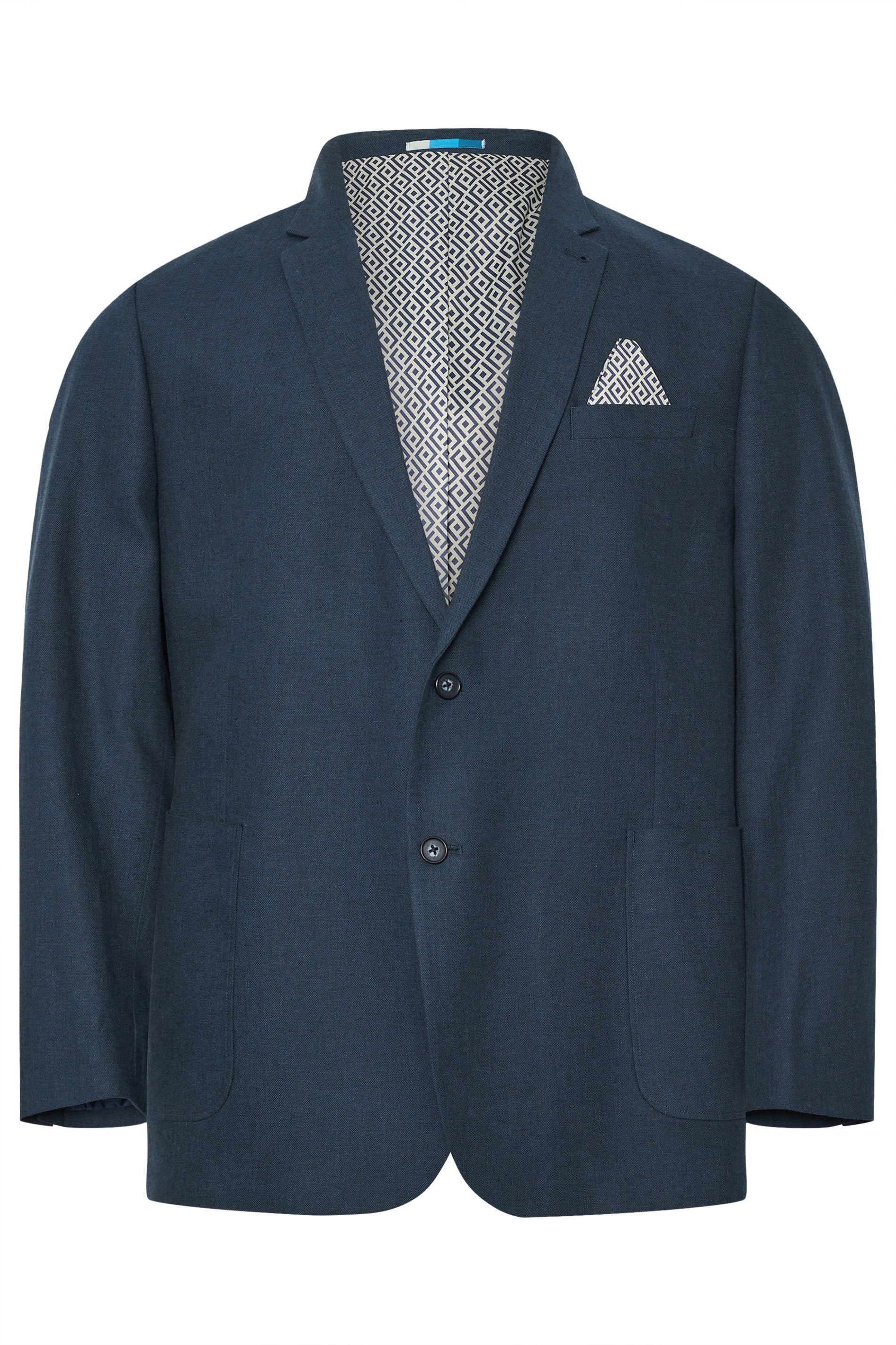 BadRhino Tailoring Big & Tall Navy Blue Linen Suit Jacket | BadRhino 8