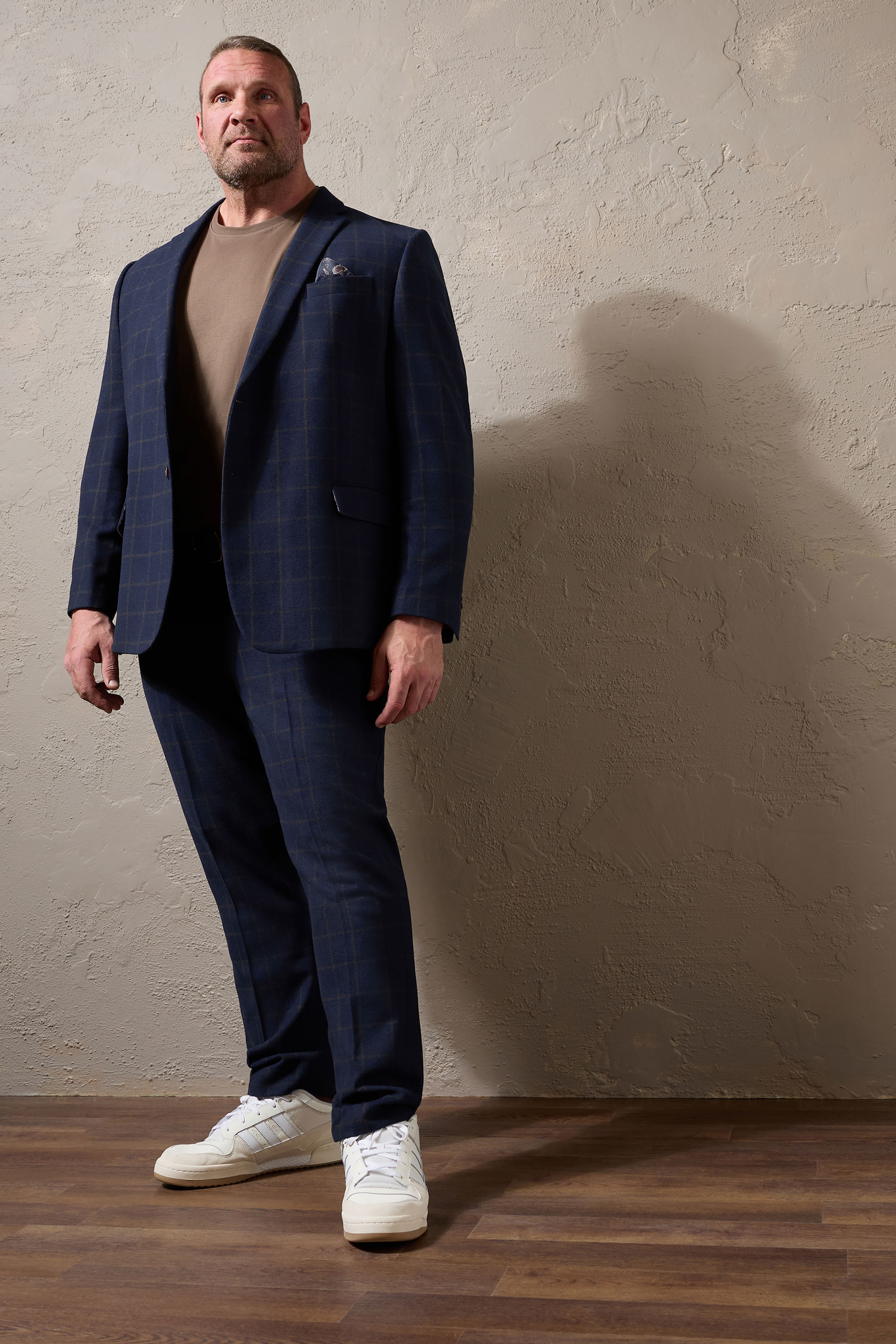 BadRhino Tailoring Big & Tall Navy Blue & Rust Orange Tweed Trousers | BadRhino 2