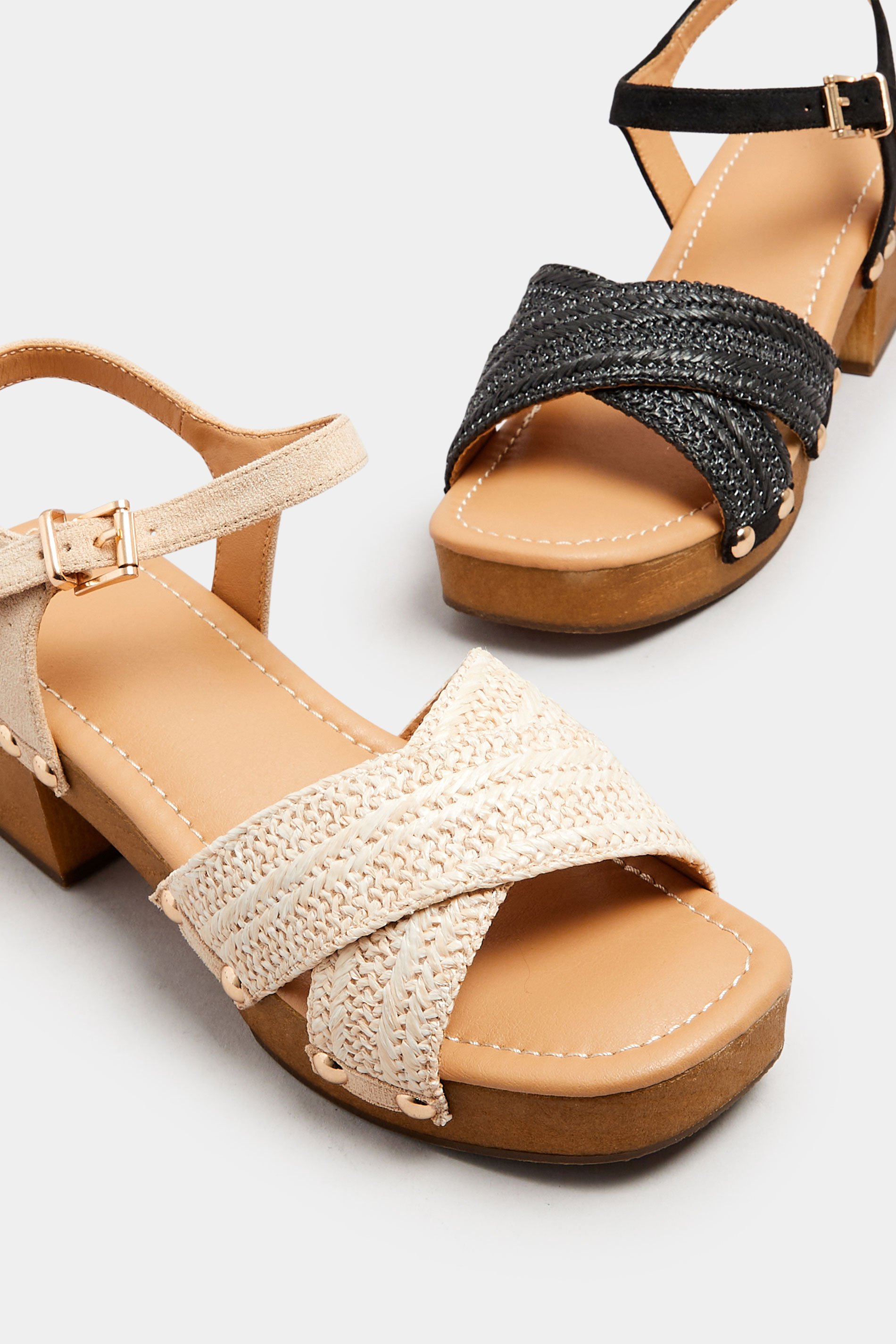 Natural Brown Cross Over Platform Wooden Clog Sandals In Wide E Fit | Yours Clothing 7