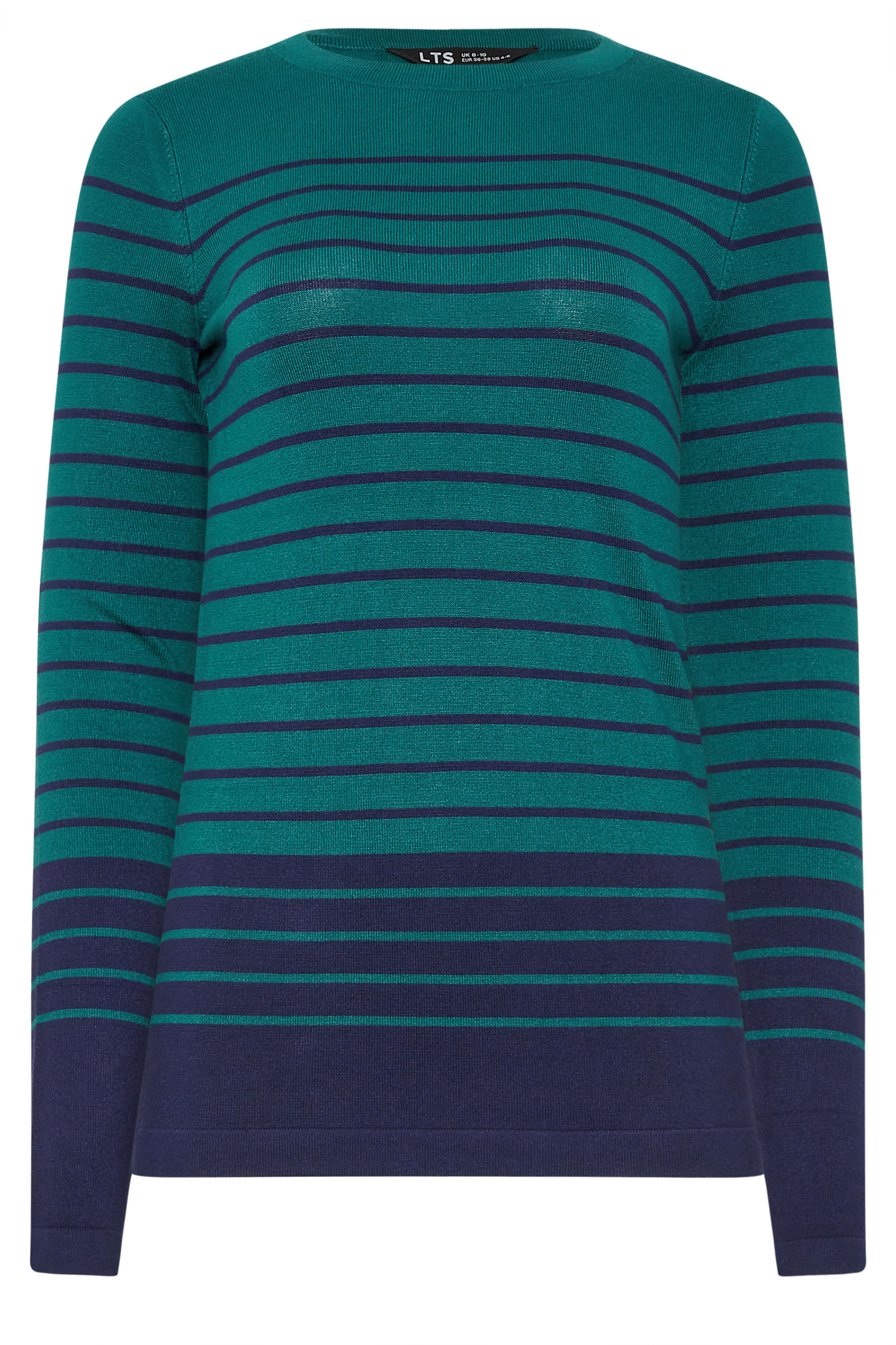 LTS Tall Dark Green Fine Knit Striped Jumper | Long Tall Sally 6
