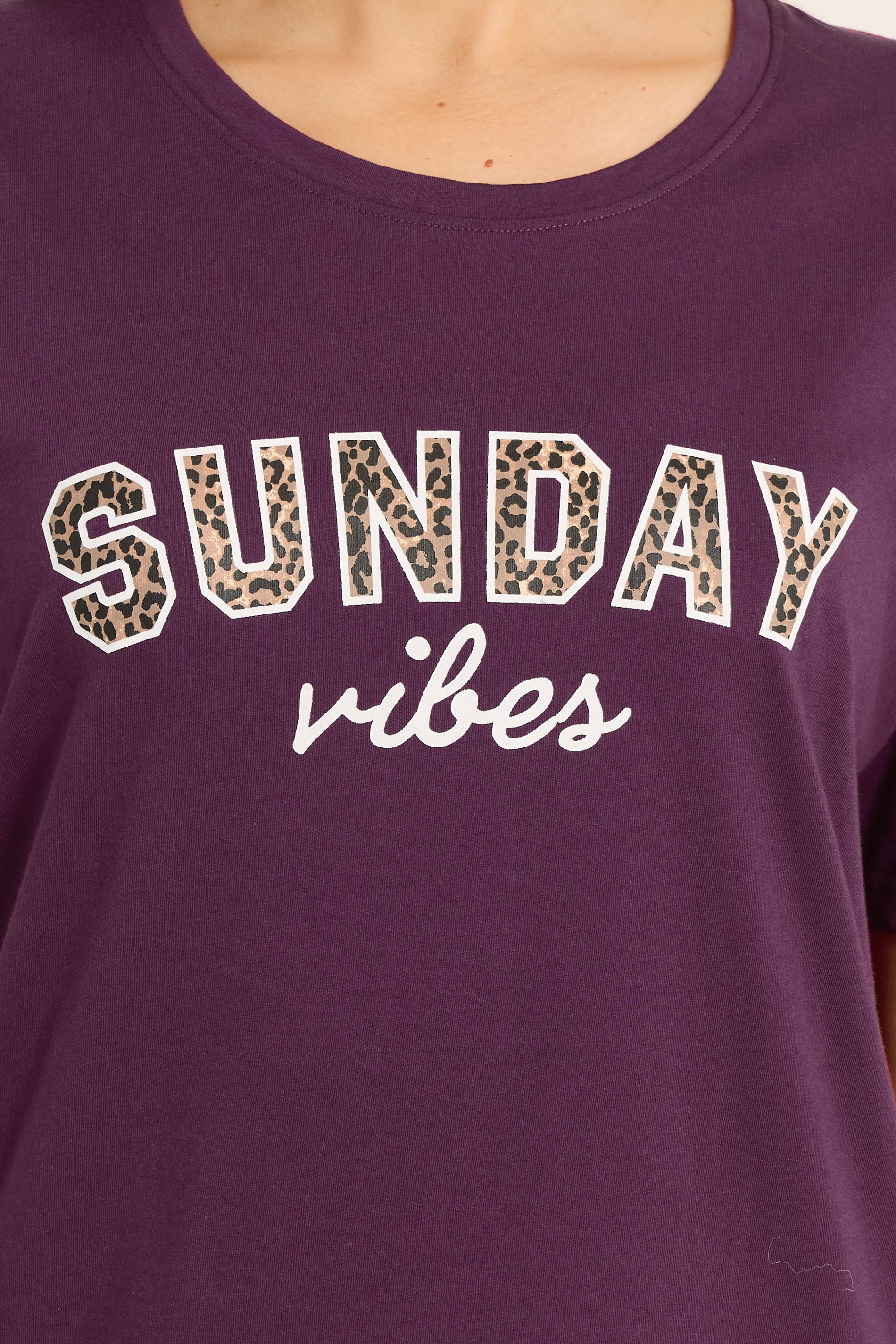 LTS Tall Burgundy Red Leopard 'Sunday Vibes' Slogan Pyjama Set | Long Tall Sally 4