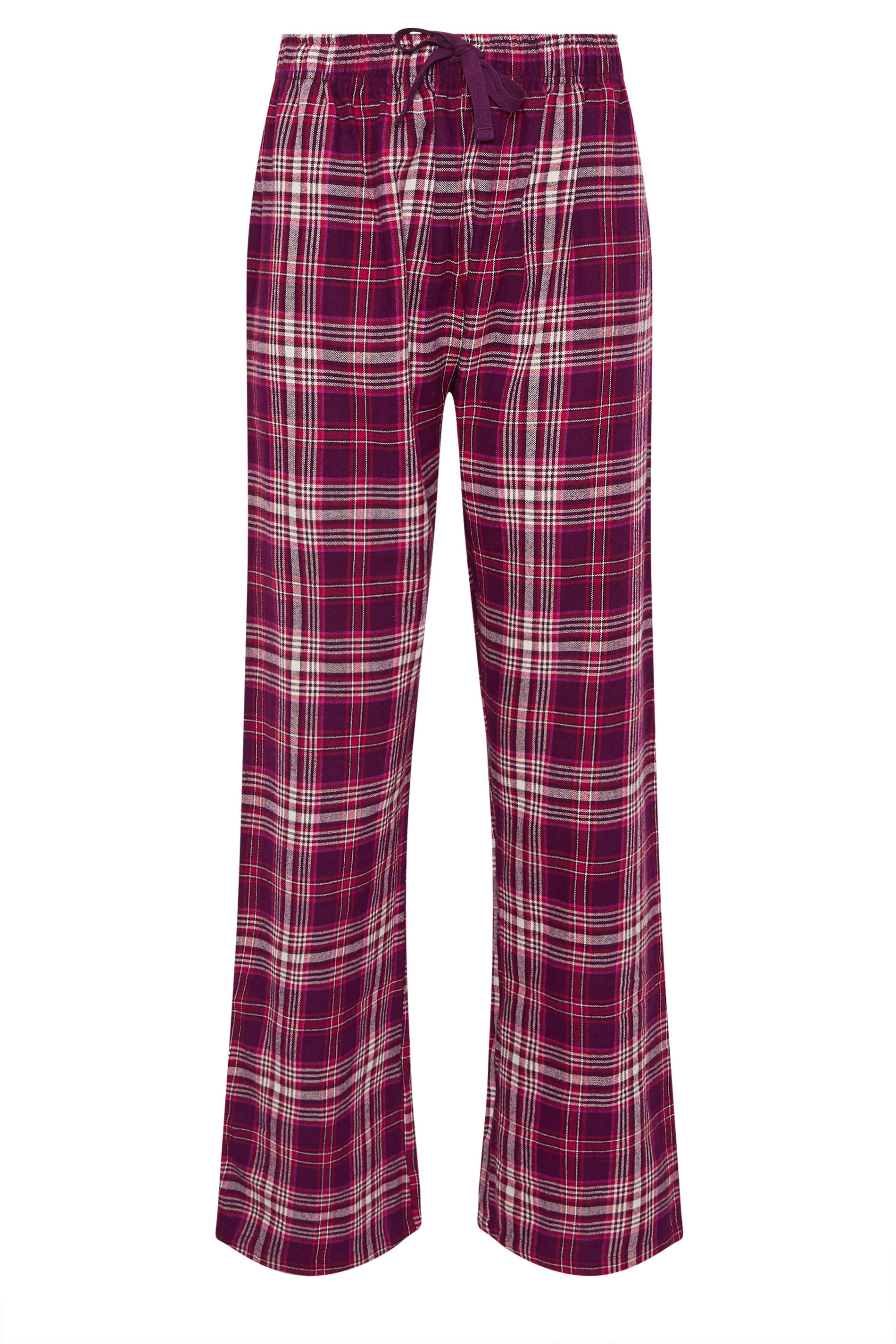 LTS Tall Burgundy Red Cotton Check Pyjama Bottoms | Long Tall Sally 7