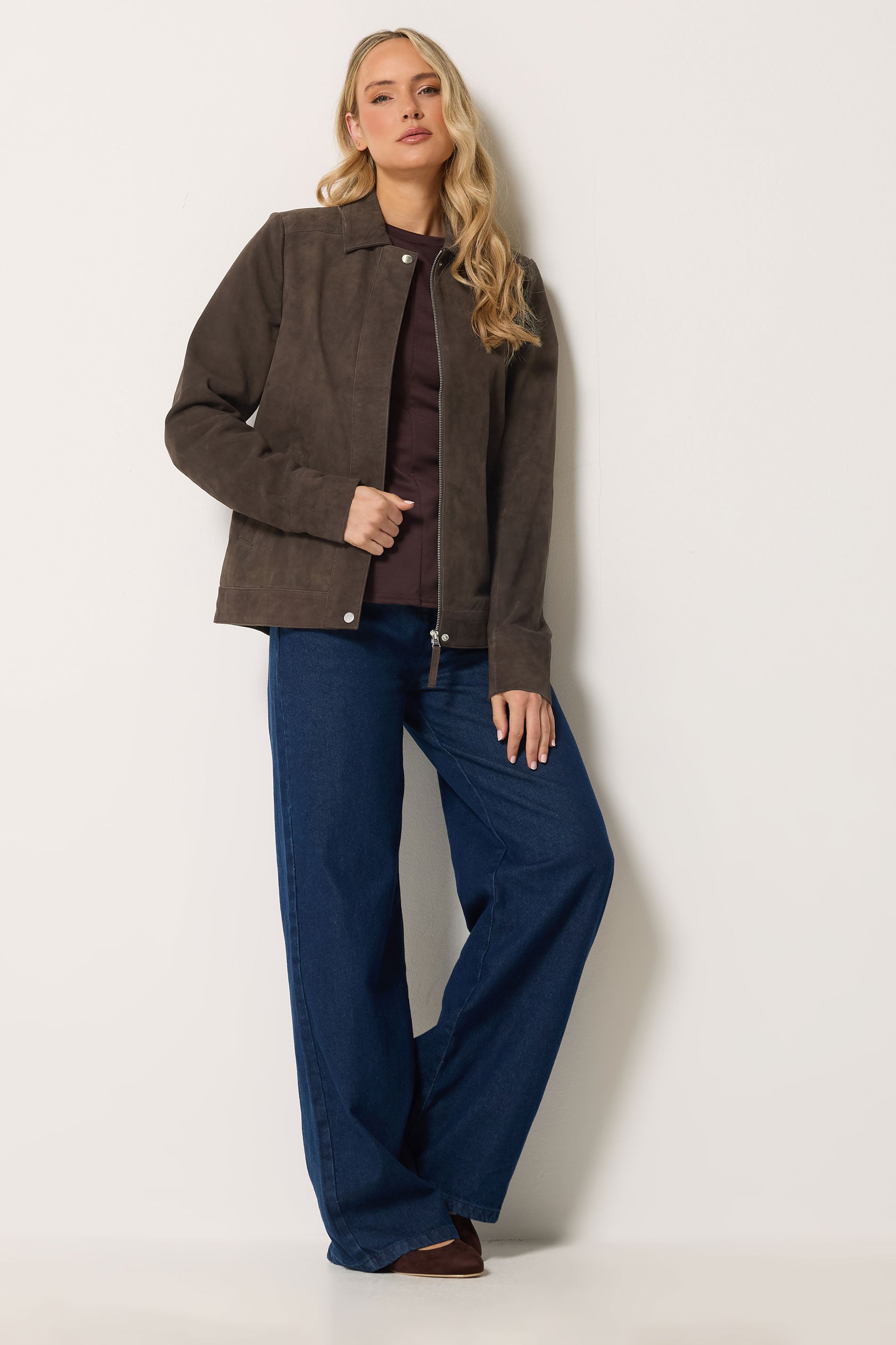 LTS PREMIUM Tall Women's Brown Suede Jacket | Long Tall Sally 1