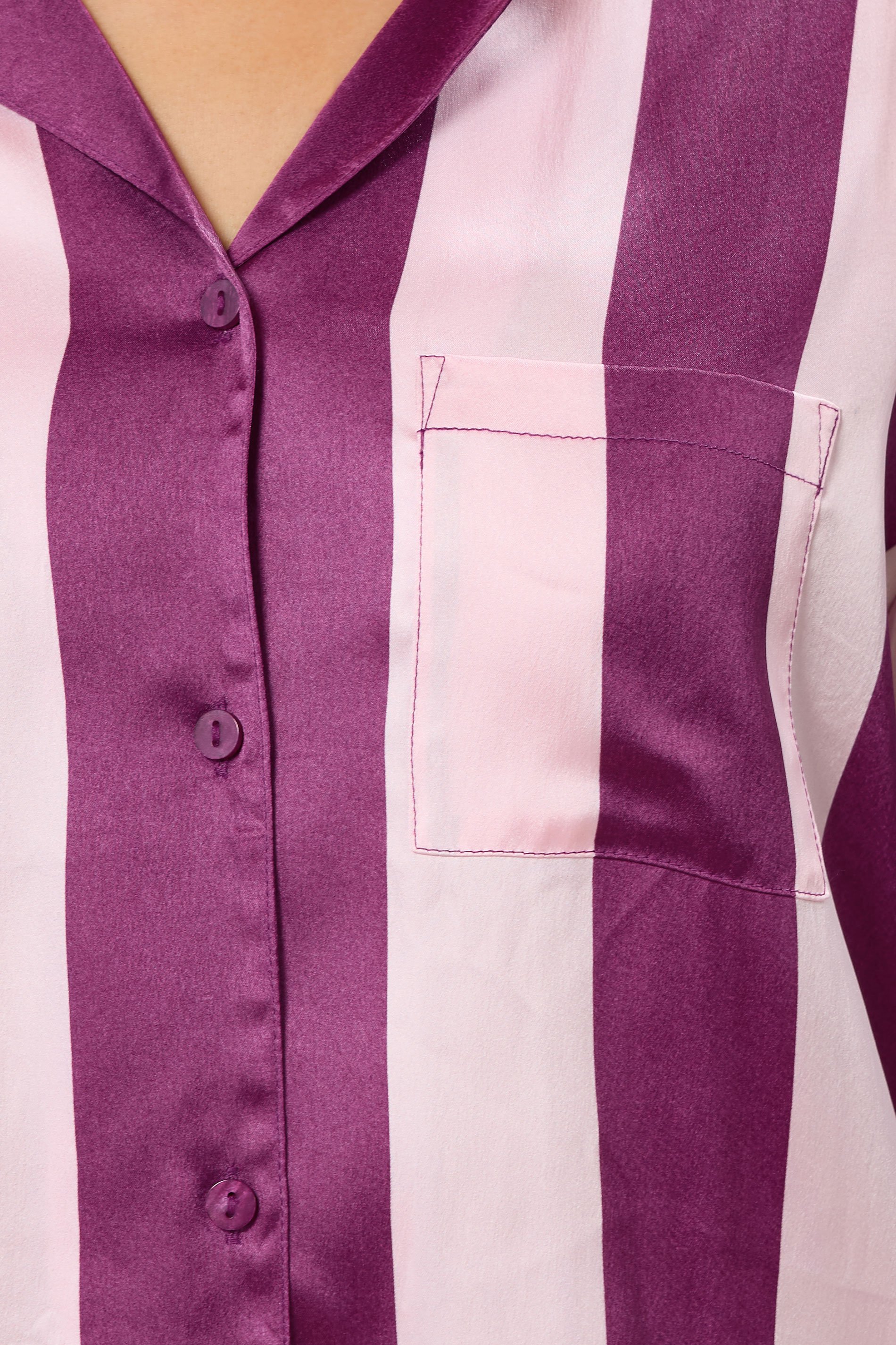 LTS Tall Burgundy Red Stripe Satin Pyjama Set | Long Tall Sally 4