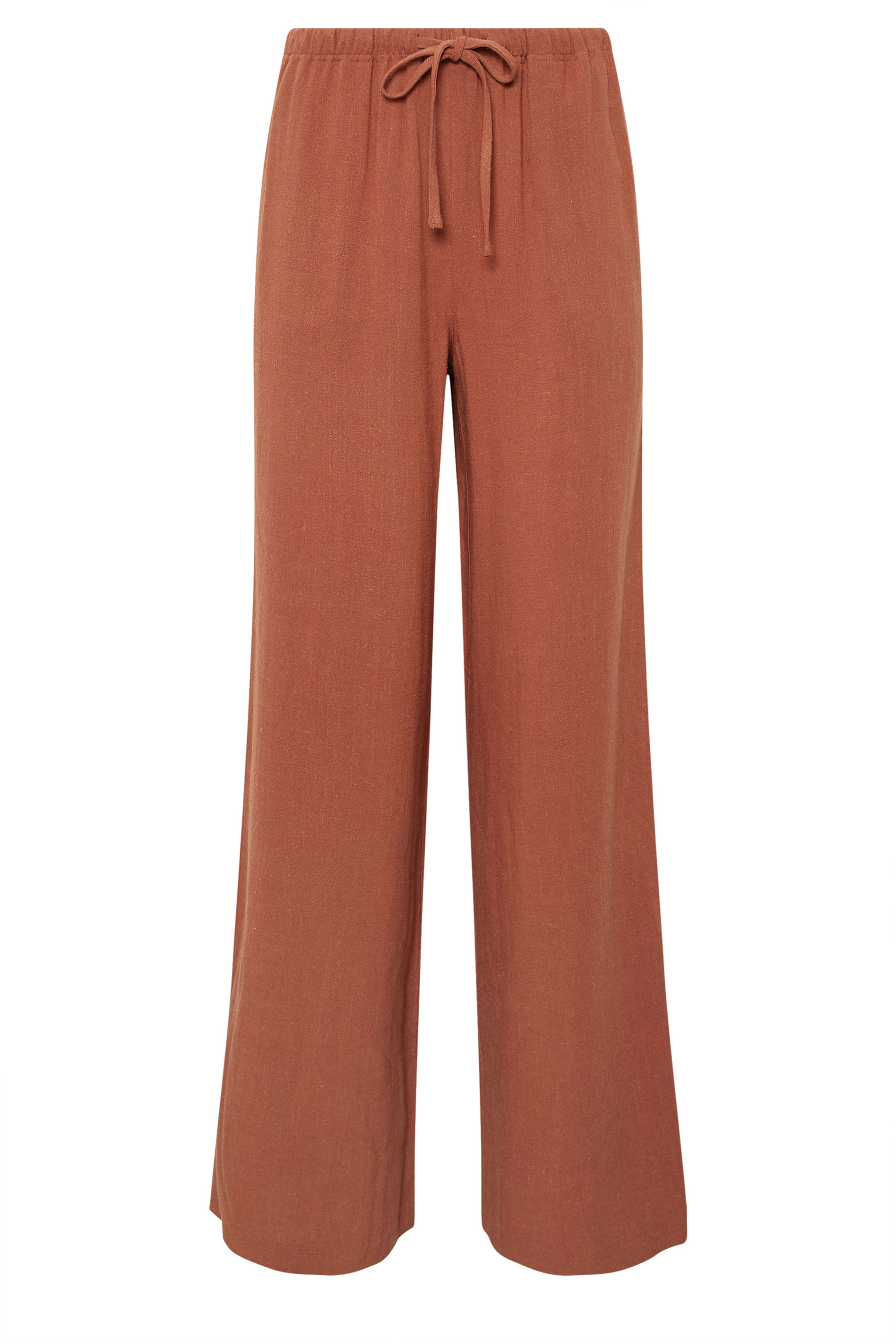 LTS Tall Rust Orange Linen Tie Waist Trousers | Long Tall Sally 6