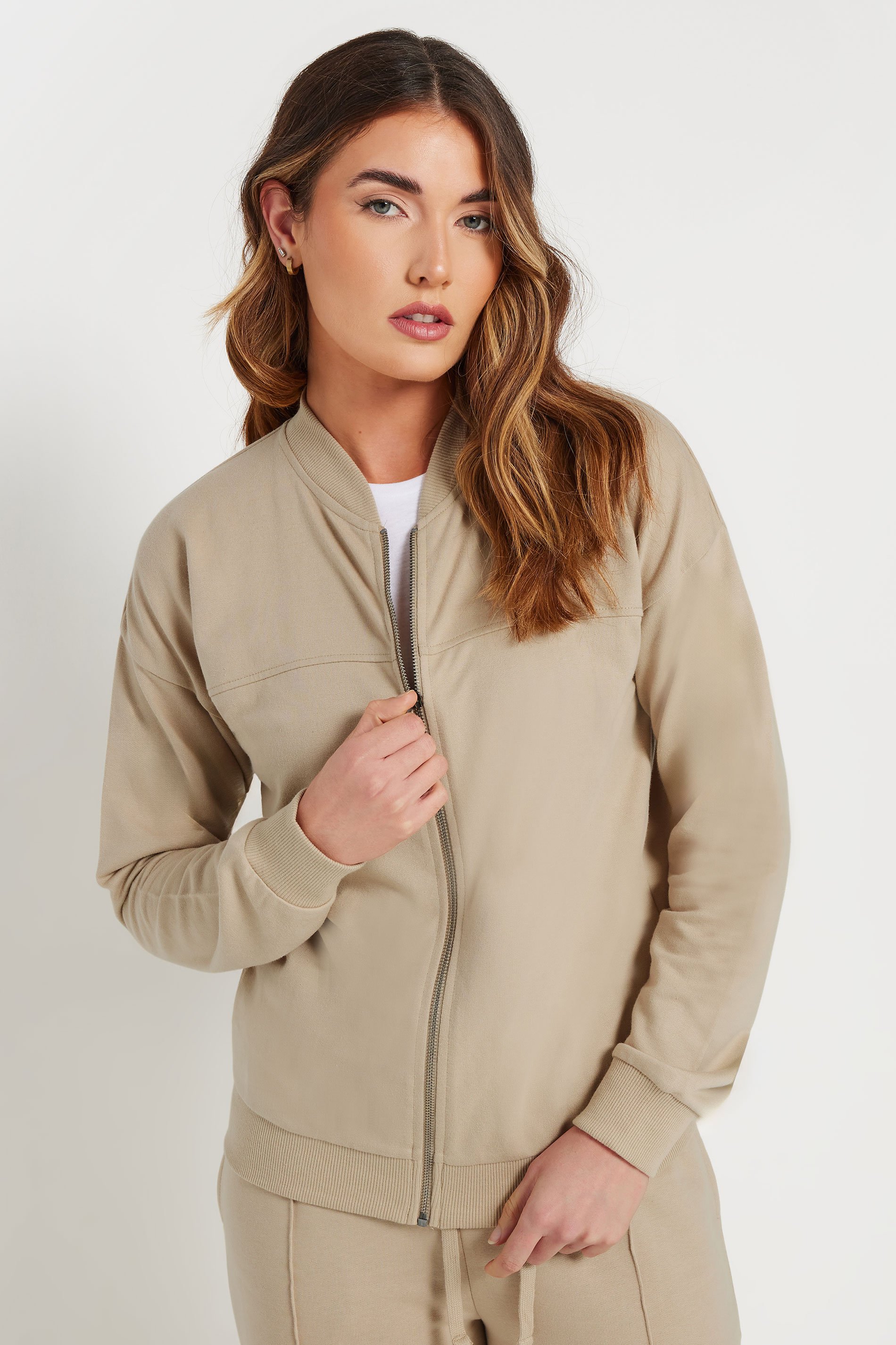 LTS Tall Stone Brown Jersey Bomber Jacket | Long Tall Sally 5