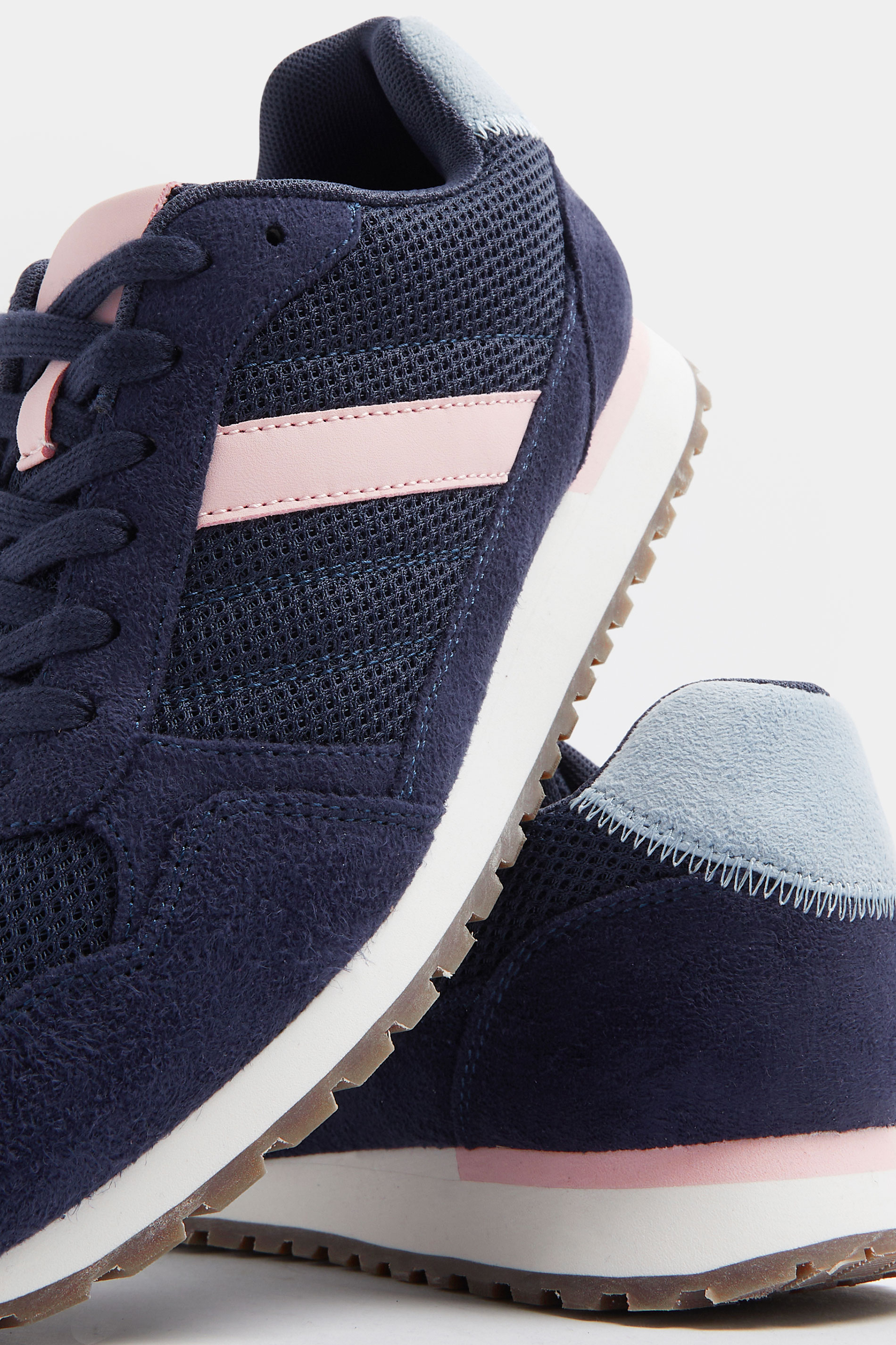 Navy Blue Colourblock Trainers In Extra Wide EEE Fit | Yours Clothing 6