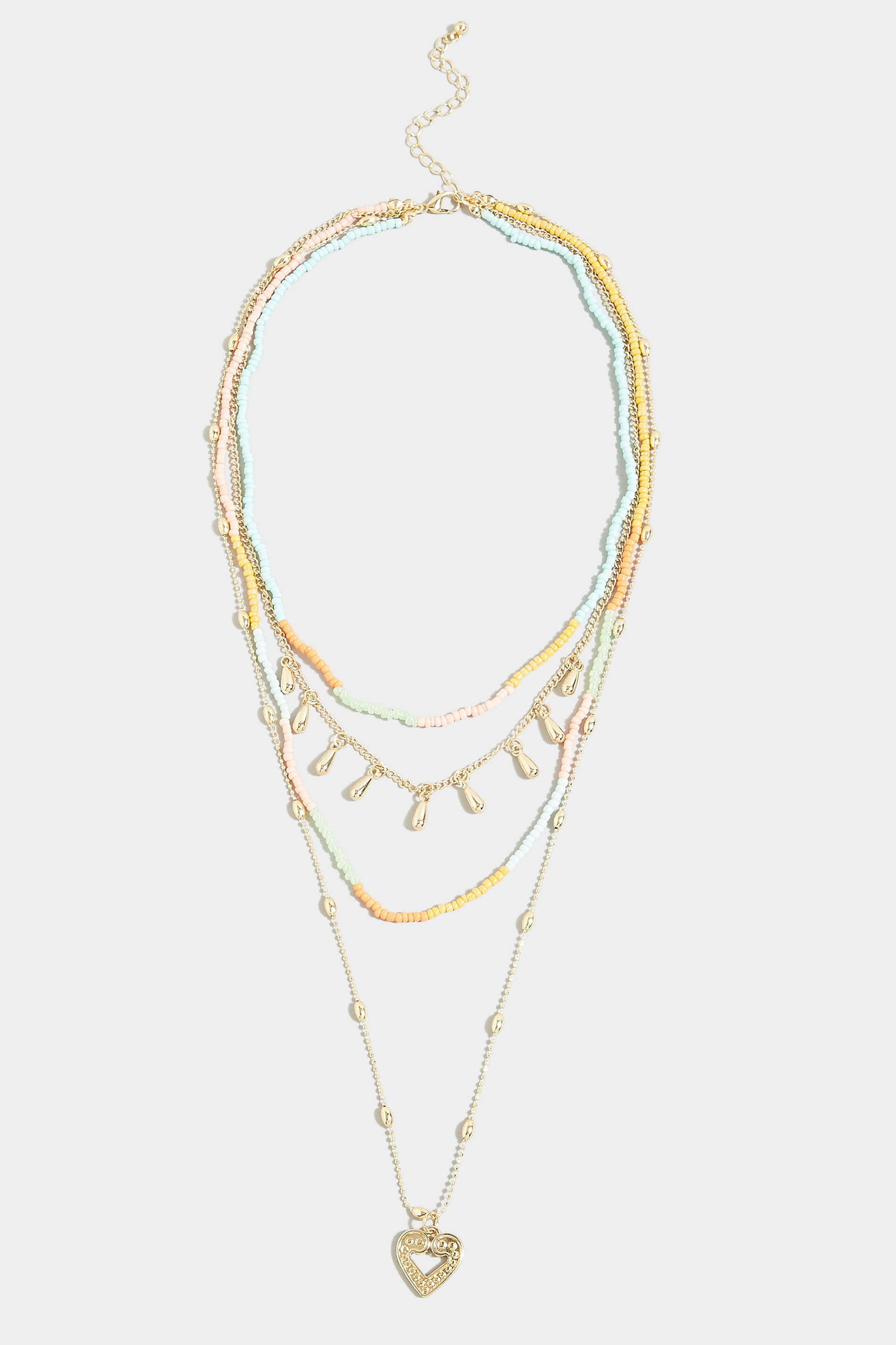 Gold Tone Mixed Stone Multi Layer Necklace | Yours Clothing 2