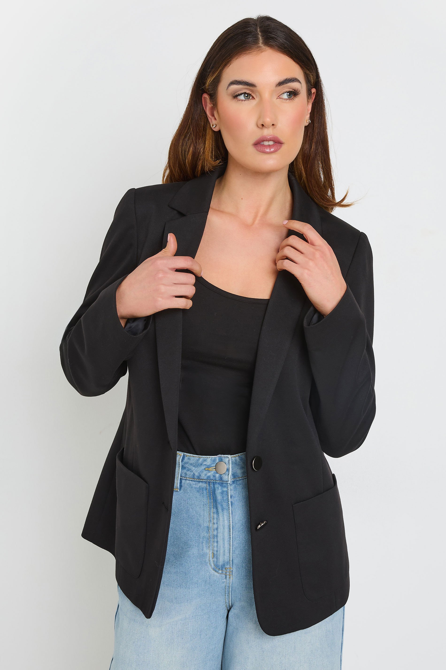LTS Tall Black Tailored Button Blazer | Long Tall Sally 6