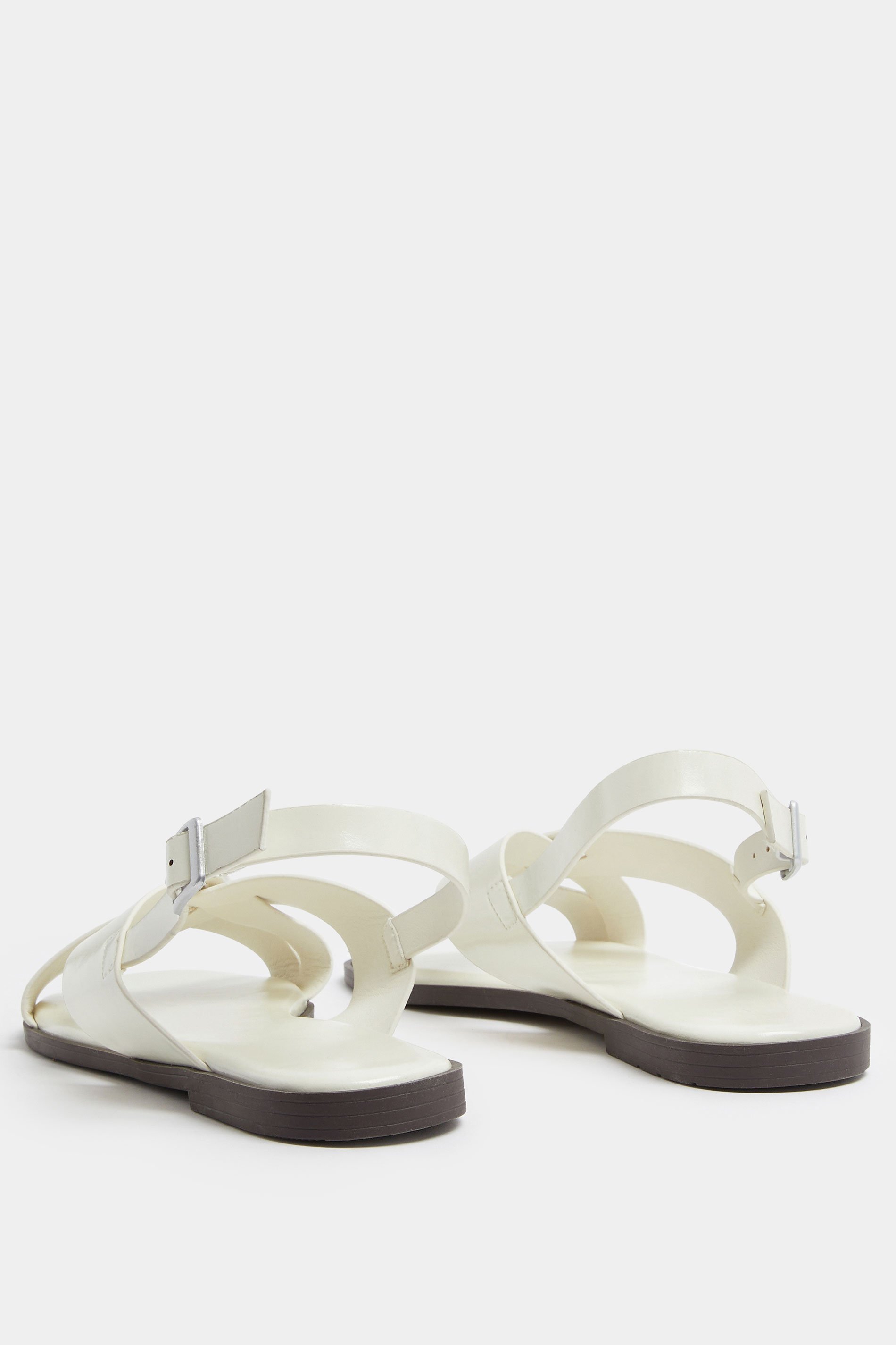 White Faux Leather Cross Over Strap Sandals In Wide E Fit | Yours Clothing 3