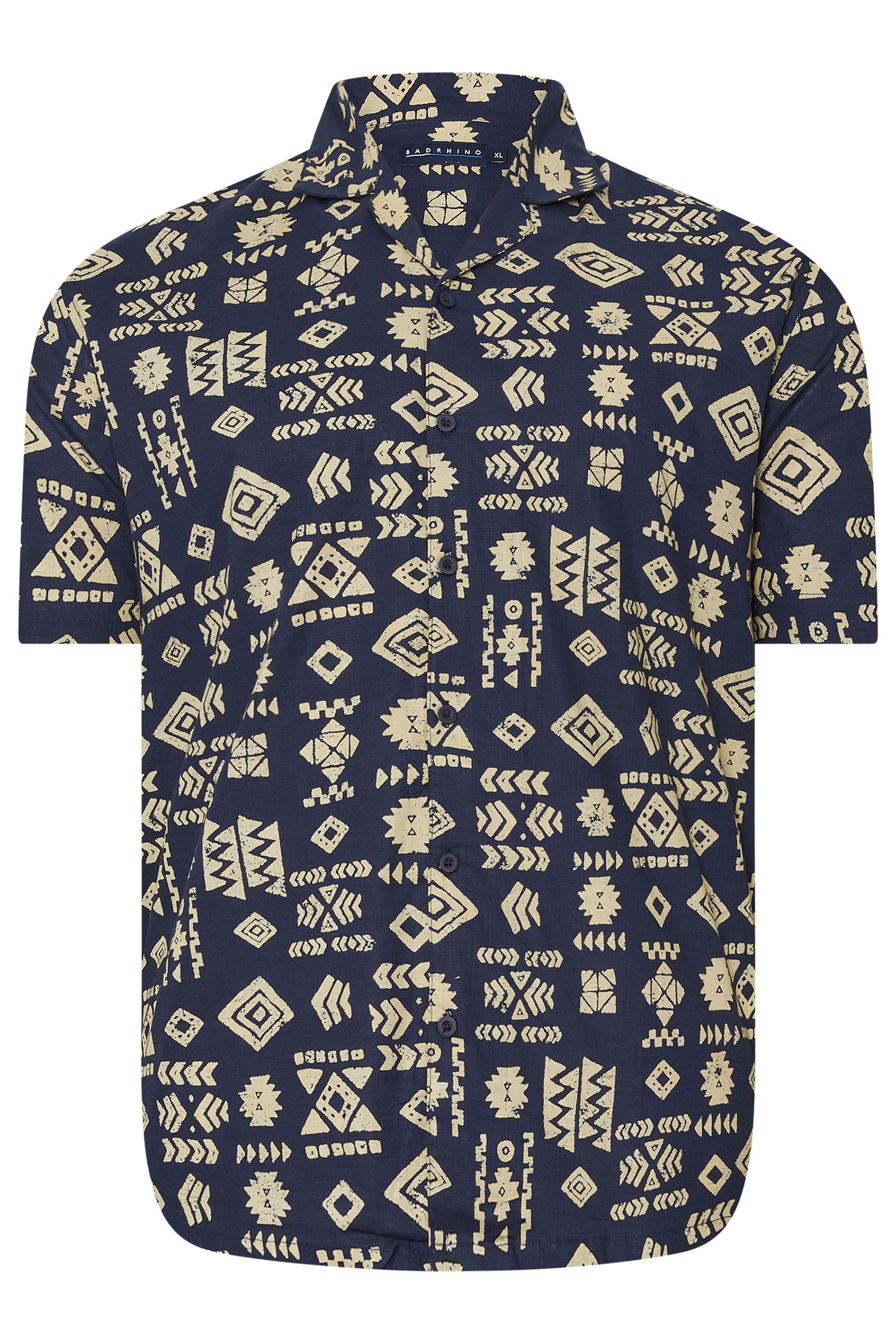 BadRhino Big & Tall Navy Blue Tribal Revere Shirt | BadRhino 4