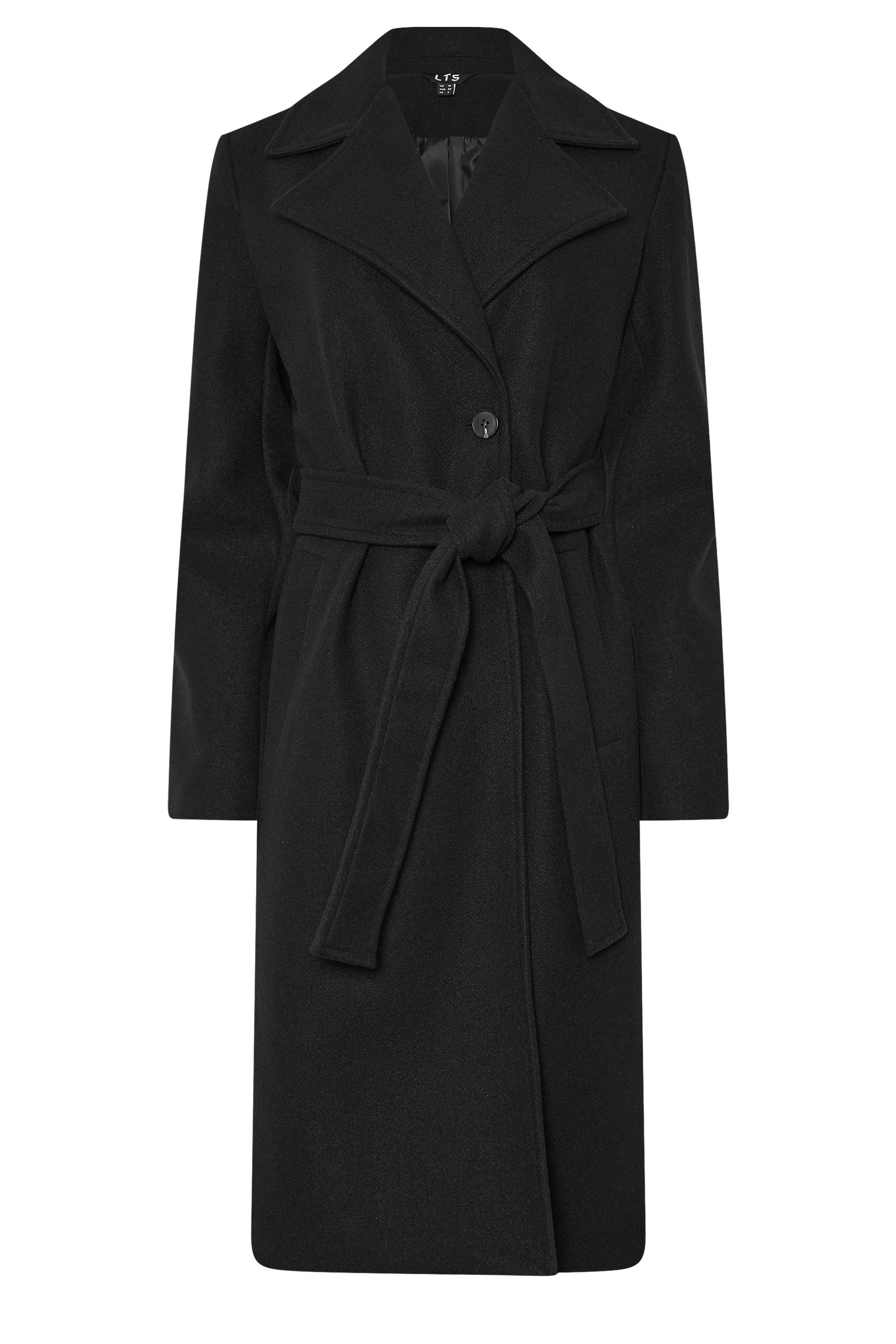 LTS Tall Black Formal Wrap Belted Midi Coat | Long Tall Sally 5