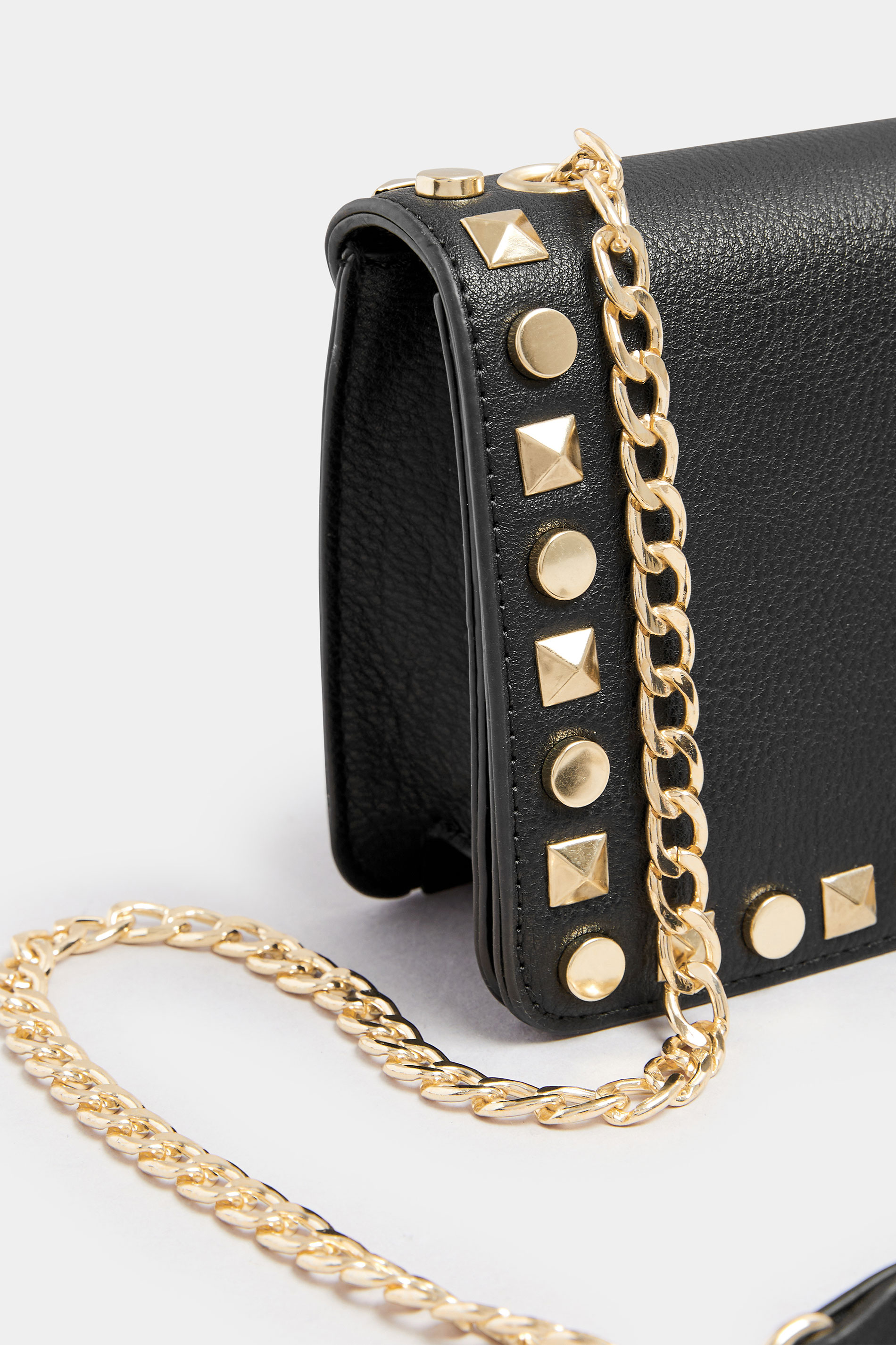 Black Faux Leather Stud Detail Cross Body Bag | Yours Clothing 5