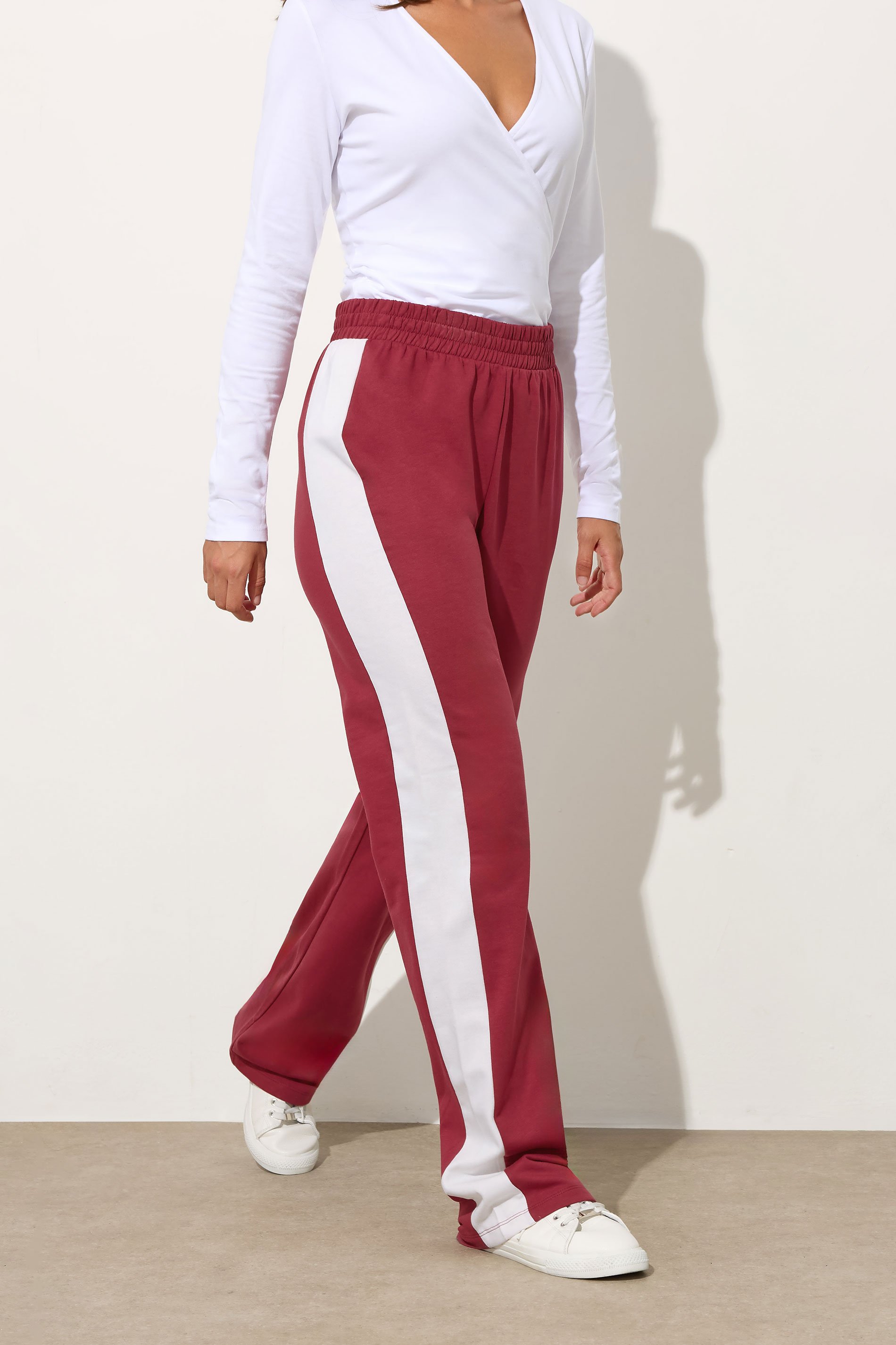 LTS Tall Red Side Stripe Fitted Straight Leg Joggers | Long Tall Sally 2
