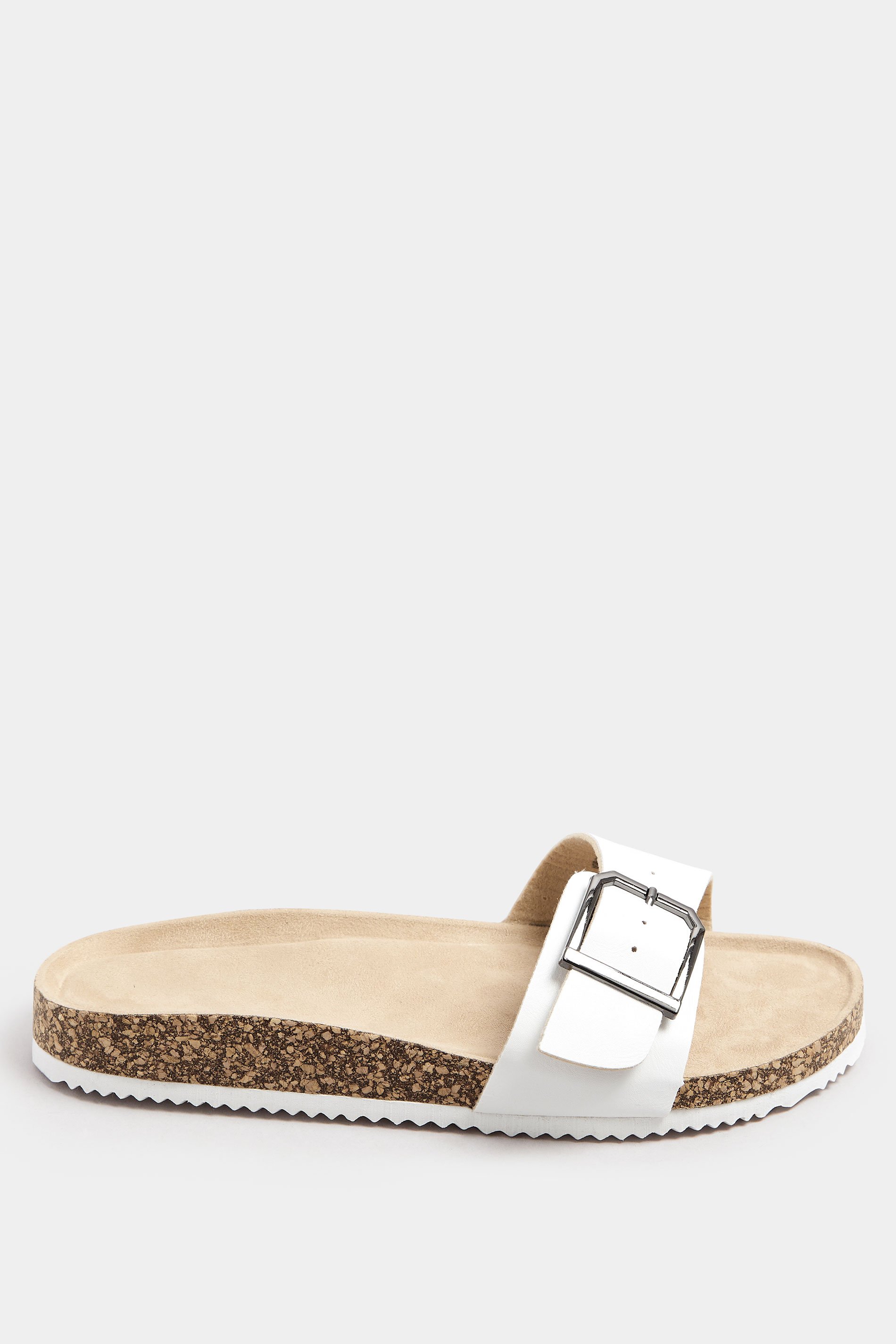White Single Buckle Sandals In Extra Wide EEE Fit | Yours Clothing 3