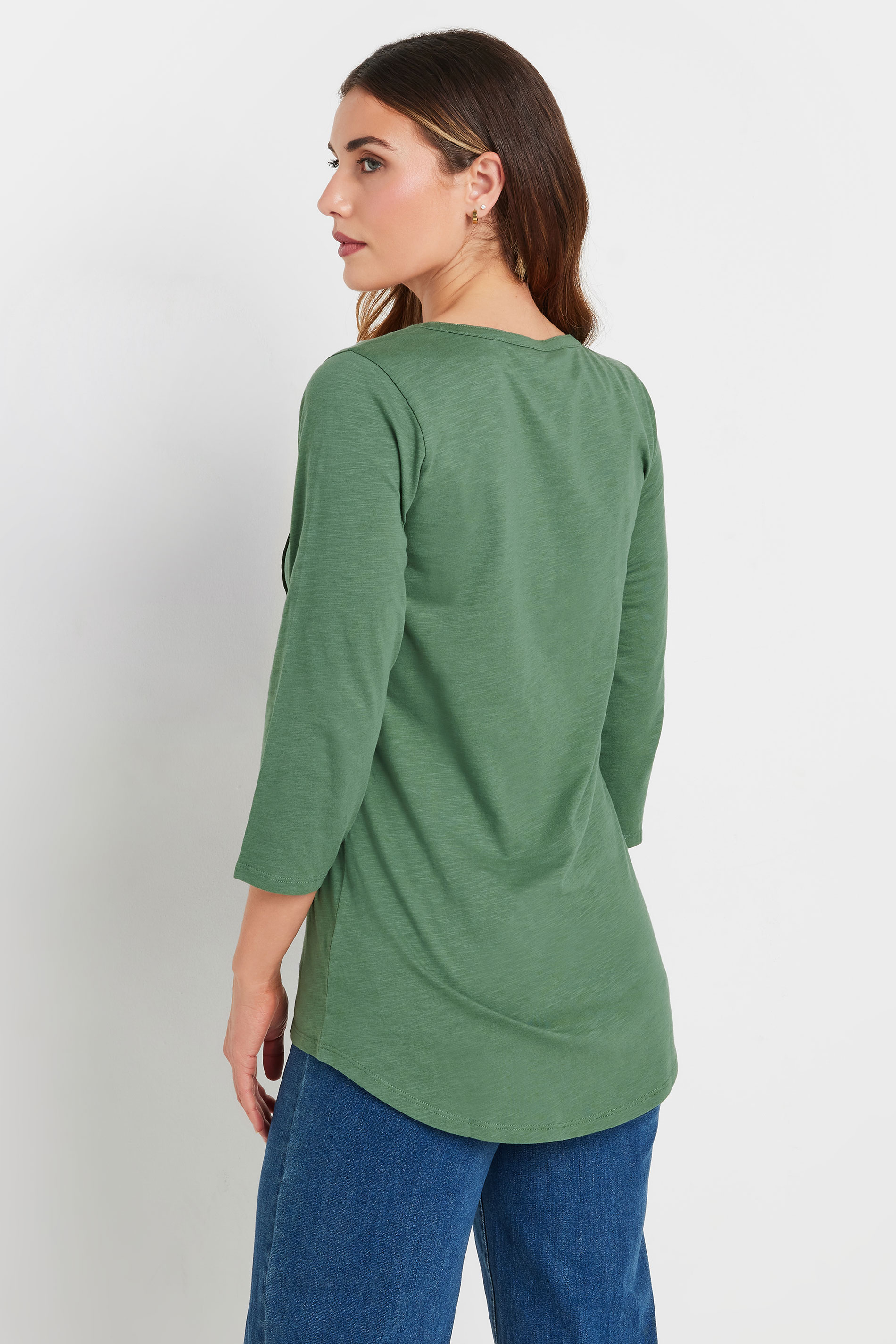LTS Tall Khaki Green Henley Top | Long Tall Sally 4