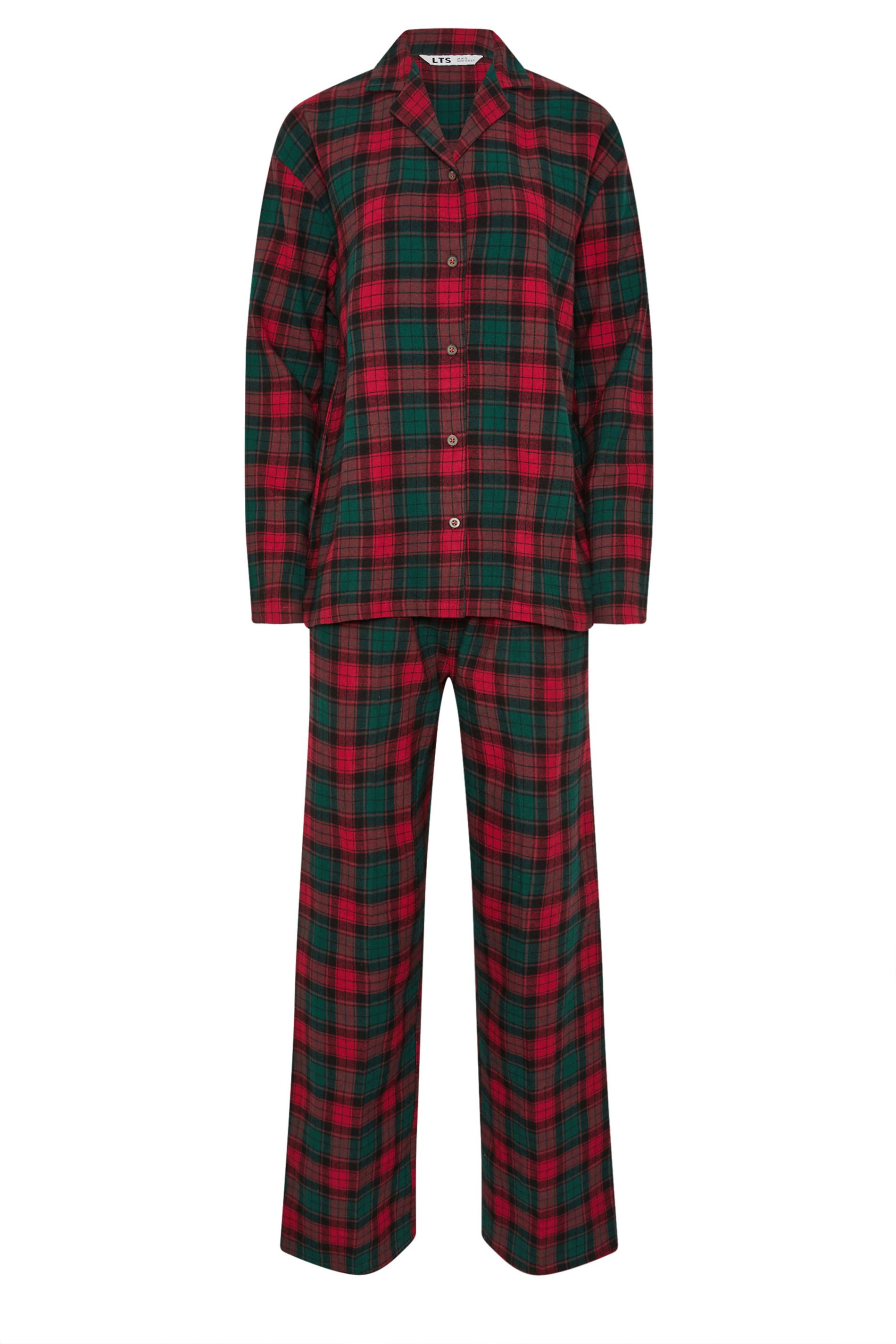LTS Tall Red & Green Cotton Check Pyjama Set | Long Tall Sally 6