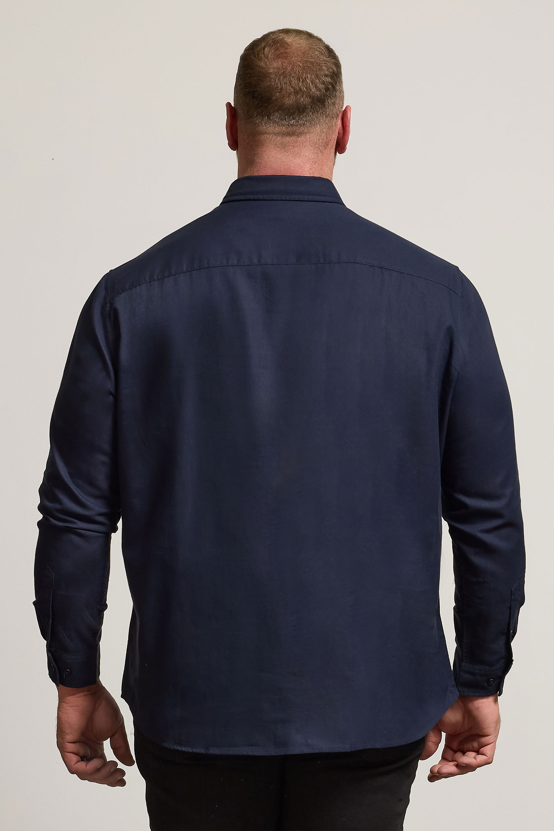 BadRhino Big & Tall Navy Blue Long Sleeve Oxford Shirt | BadRhino 3