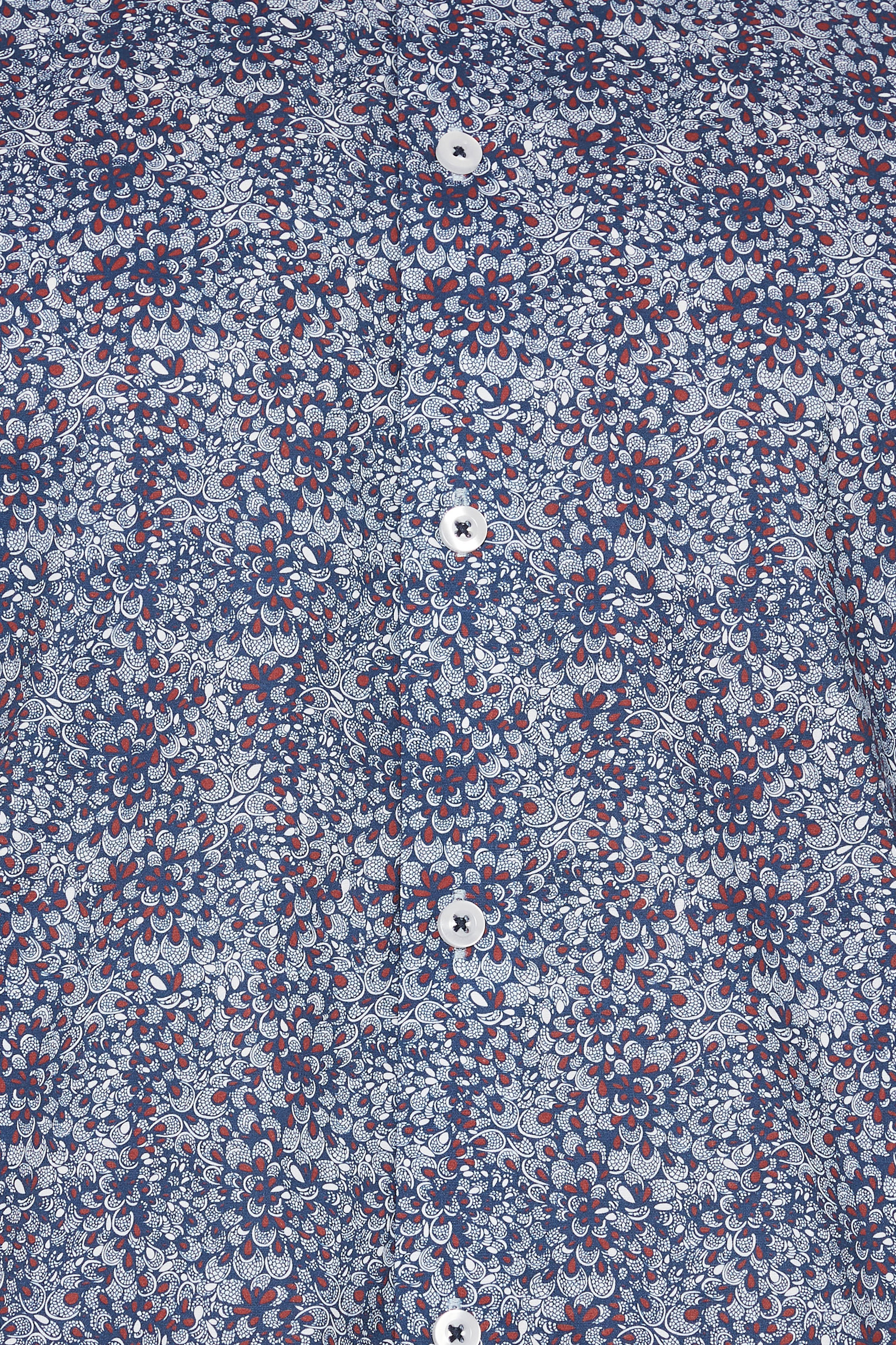 BadRhino Big & Tall Navy Blue & Red Floral Print Formal Shirt | BadRhino 2