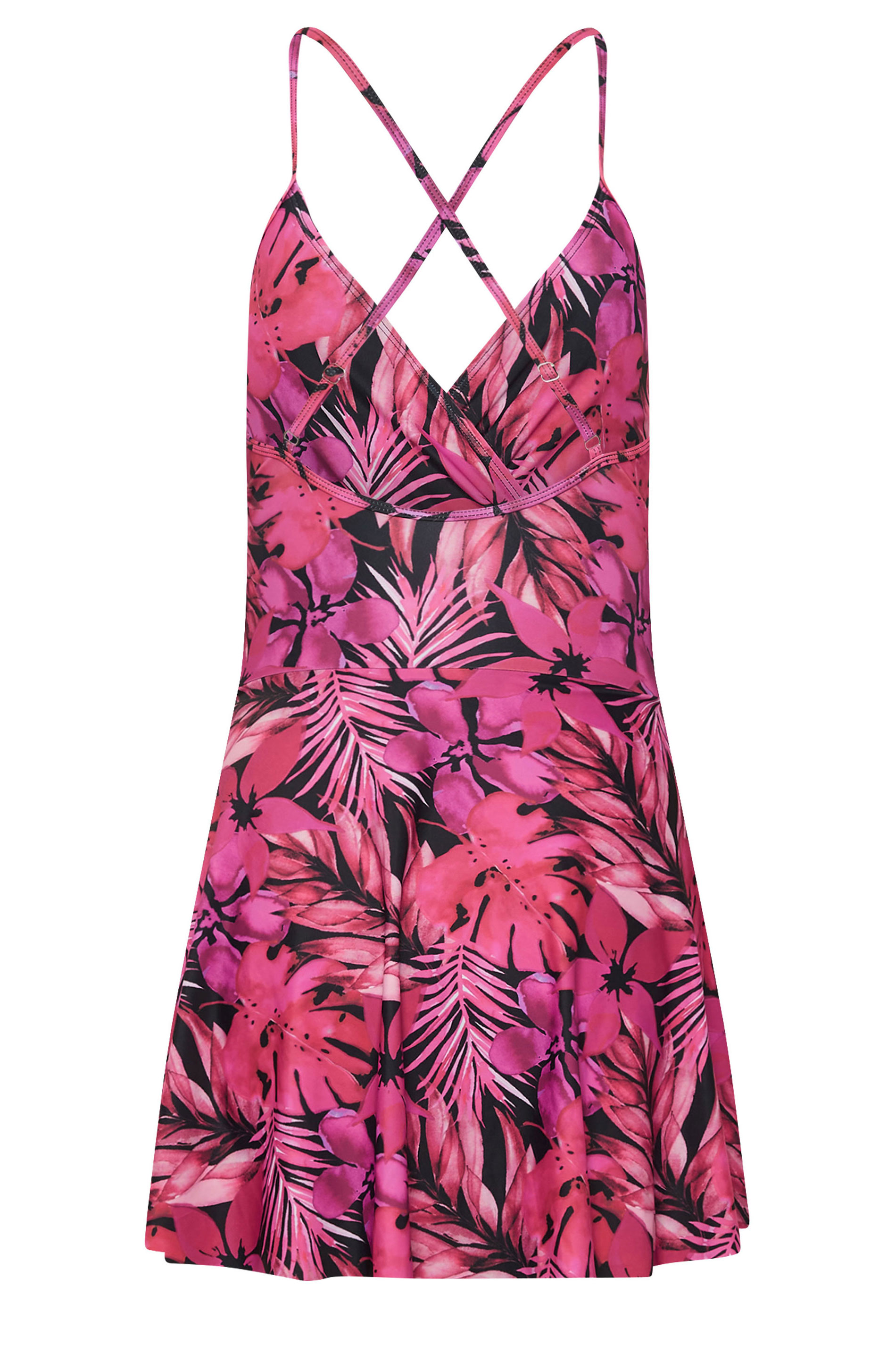 LTS Tall Women's Pink Tropical Palm Skirted Swimsuit | Long Tall Sally 9