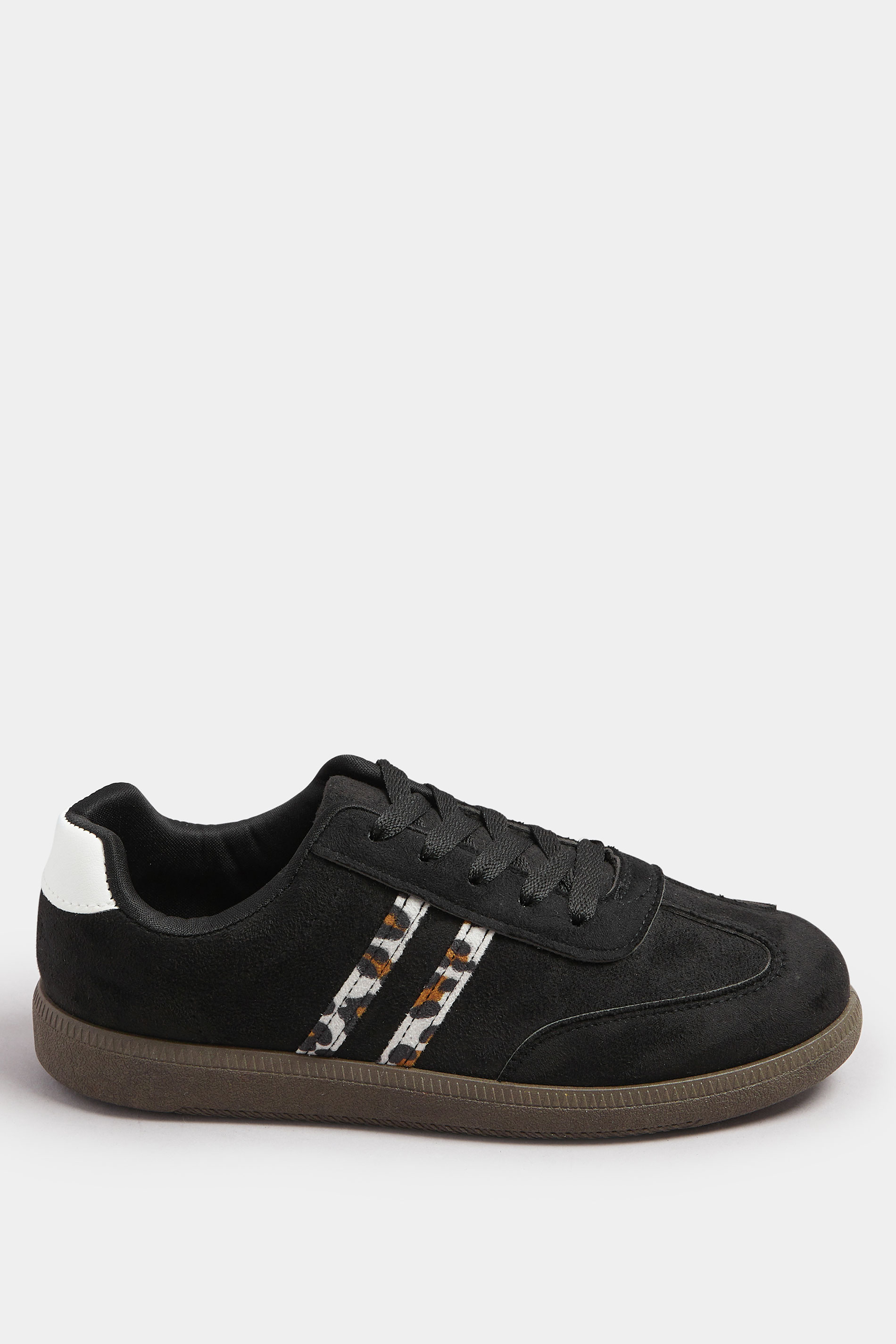 Black Retro Leopard Stripe Trainers In Extra Wide EEE Fit | Yours Clothing 2
