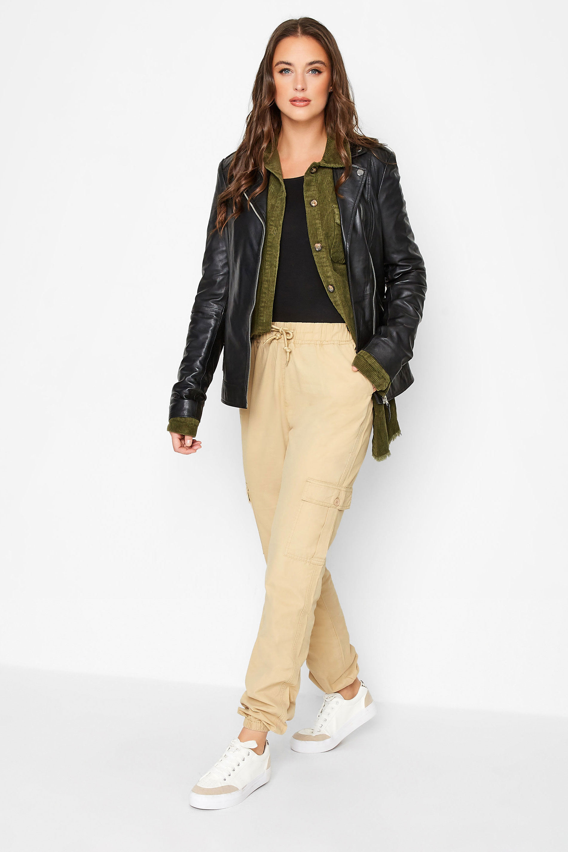 LTS Tall Women's Beige Brown Cargo Pocket Twill Trousers | Long Tall Sally 2