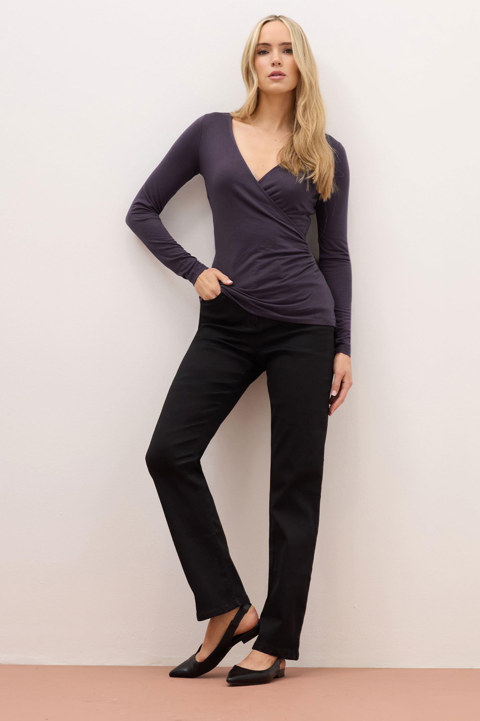 LTS PREMIUM Tall Purple Long Sleeve Wrap Top | Long Tall Sally 2