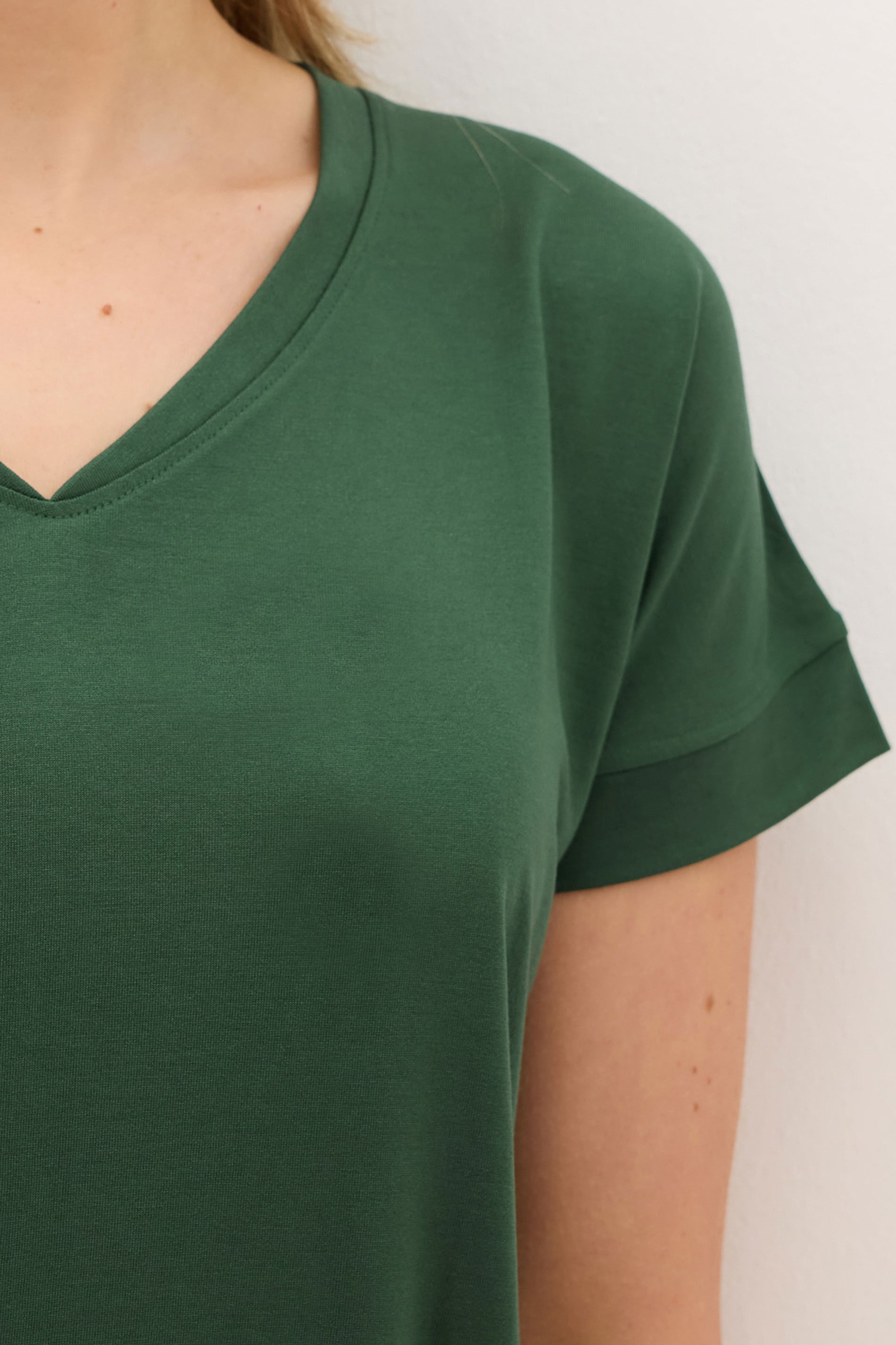LTS PREMIUM Tall Khaki Green V-Neck Modal T-Shirts | Long Tall Sally 4