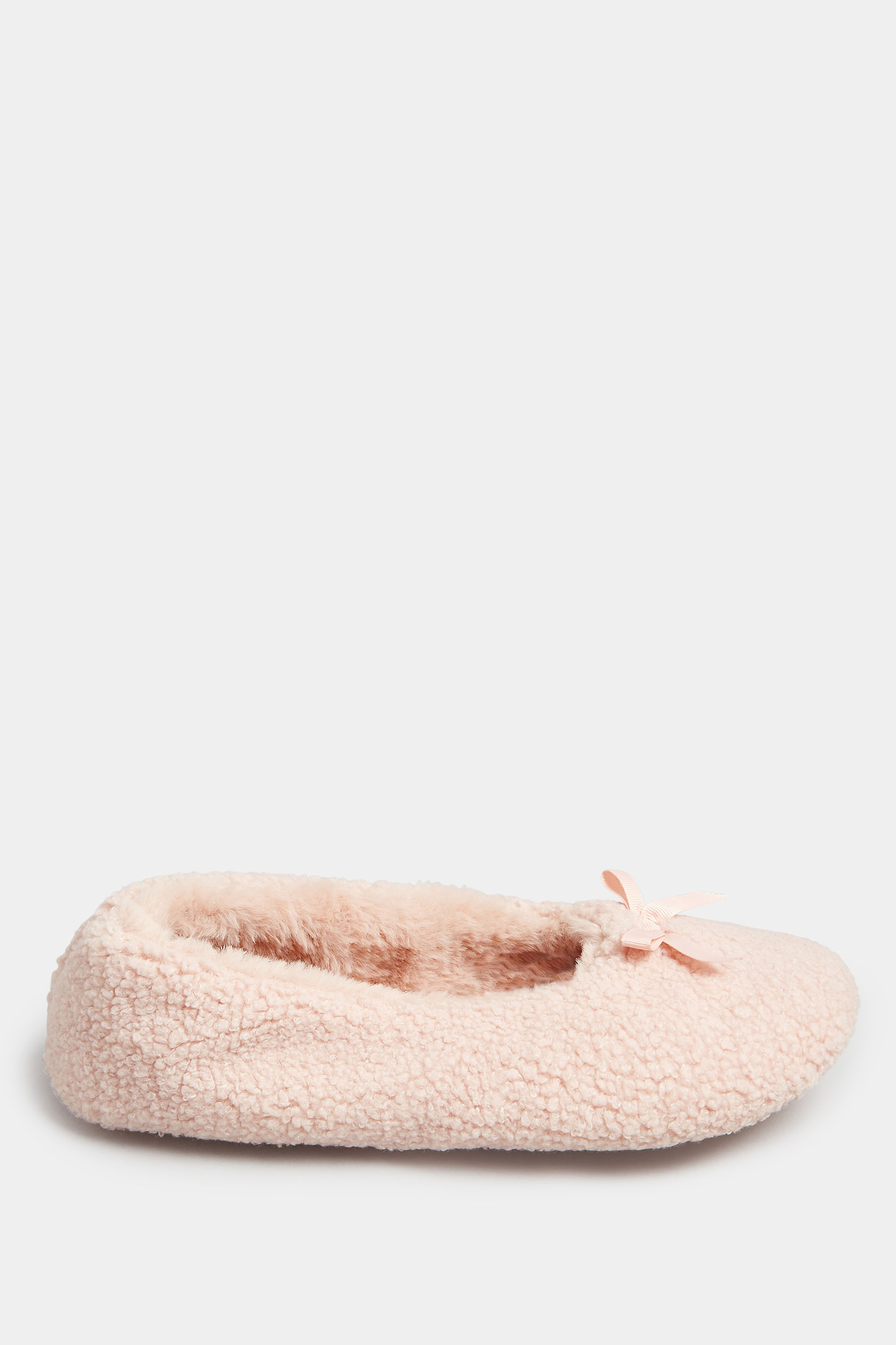 Pink Teddy Ballet Slippers In Wide E Fit | Yours Clothing 3