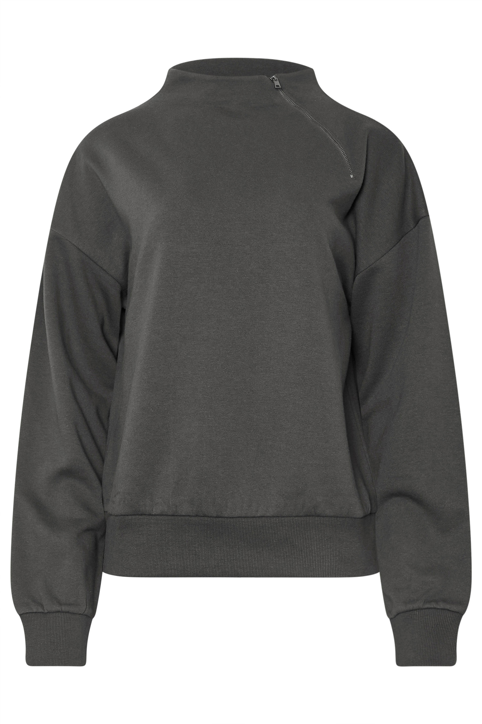 LTS Tall Charcoal Grey High Zip Neck Sweatshirt | Long Tall Sally 6